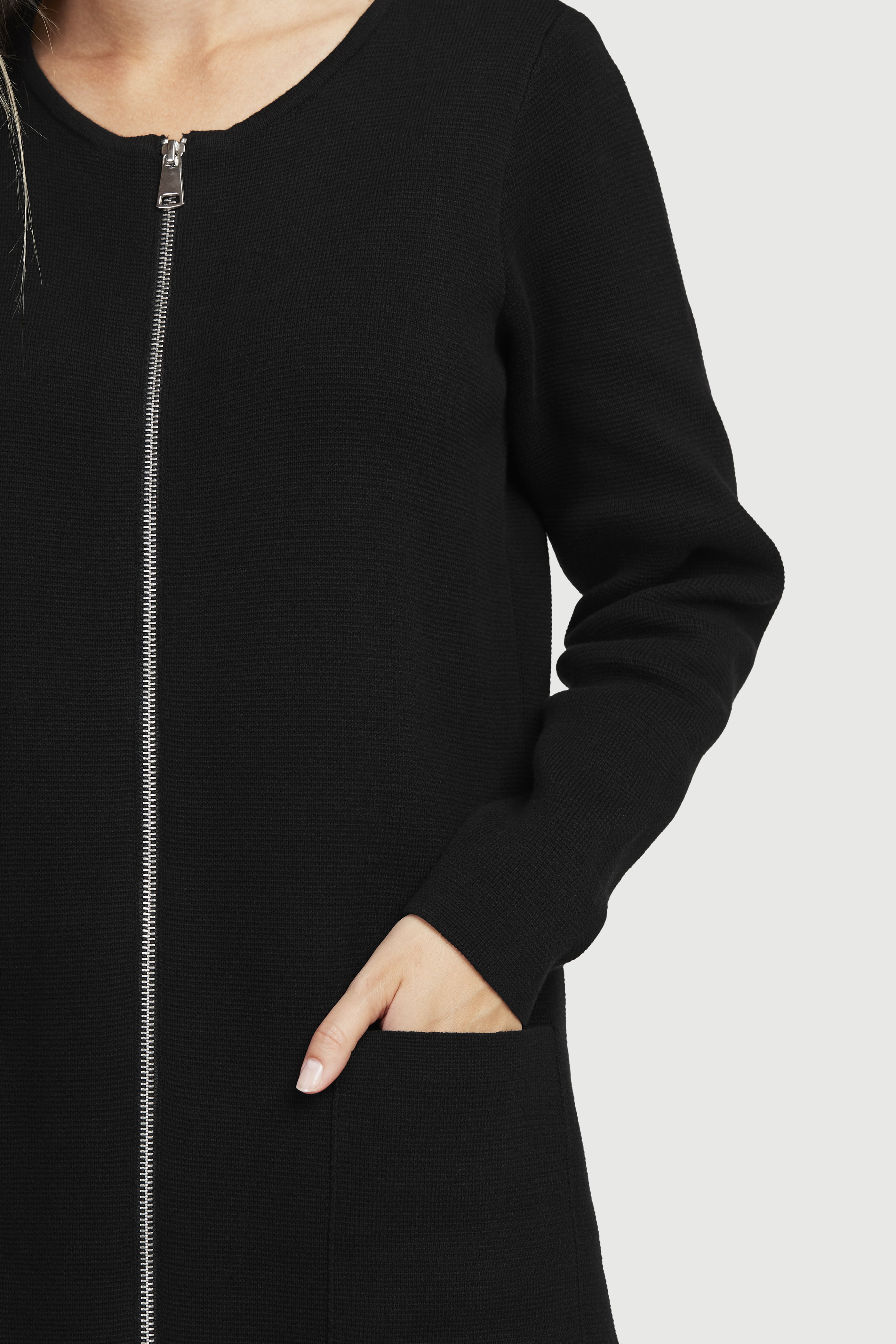 Damen lange strickjacke mit reißverschluss Clearance
