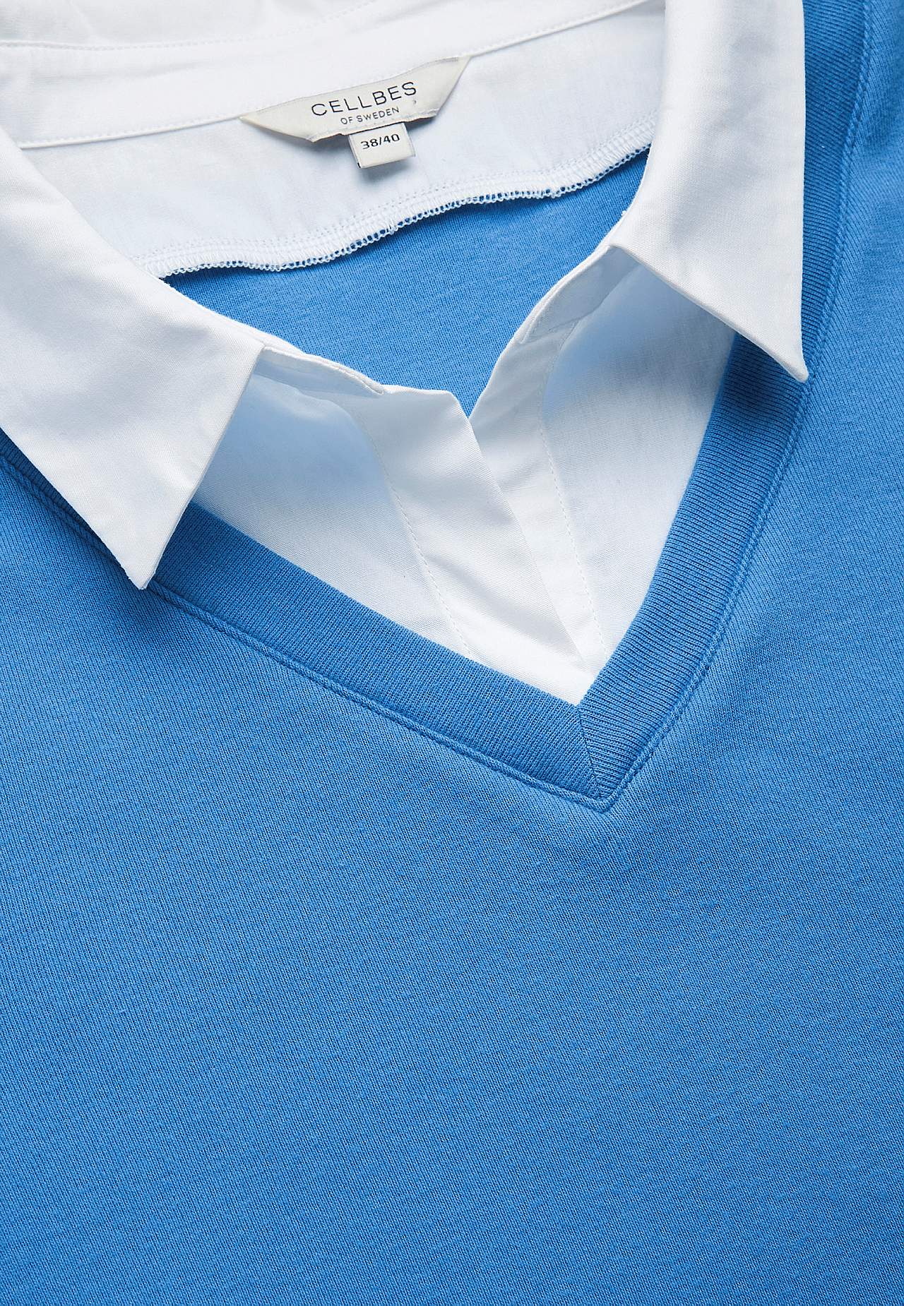 Jersey-Top mit genähtem Hemdkragen