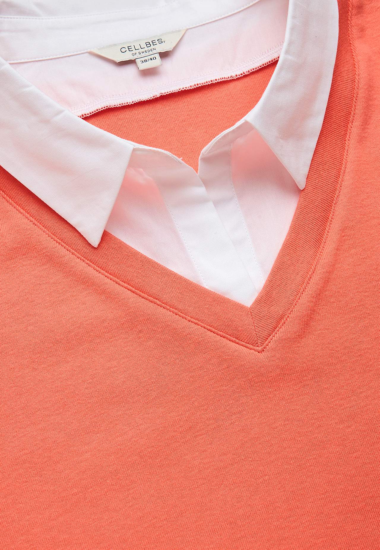 Jersey-Top mit genähtem Hemdkragen