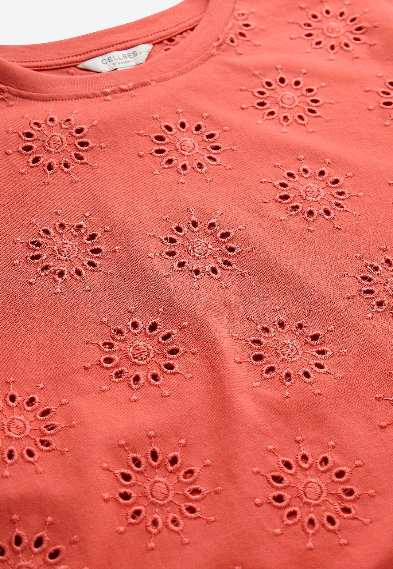 Jersey-Top mit gesticktem Lochmuster