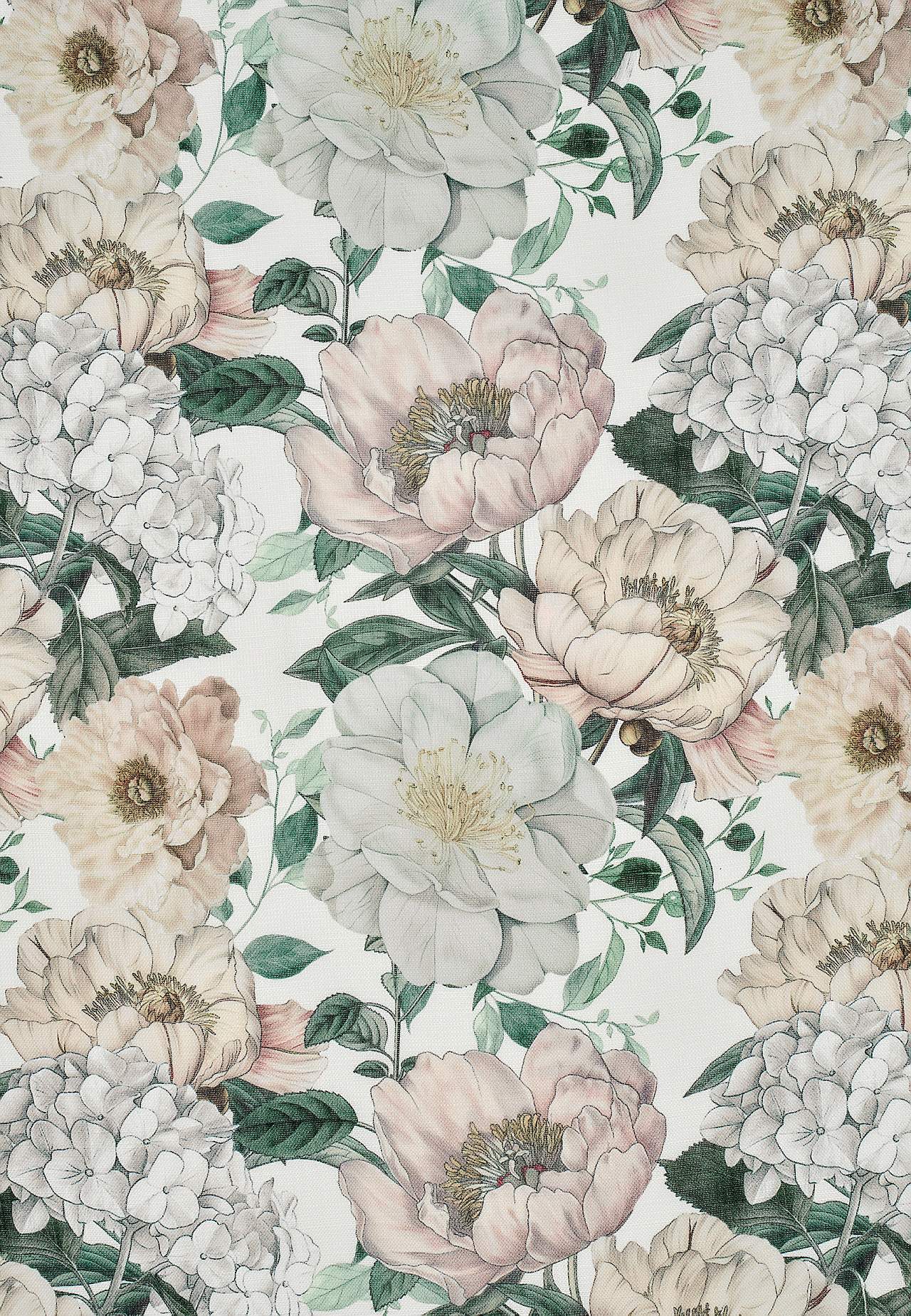 Querbehang mit Multiband mit großen Blumen