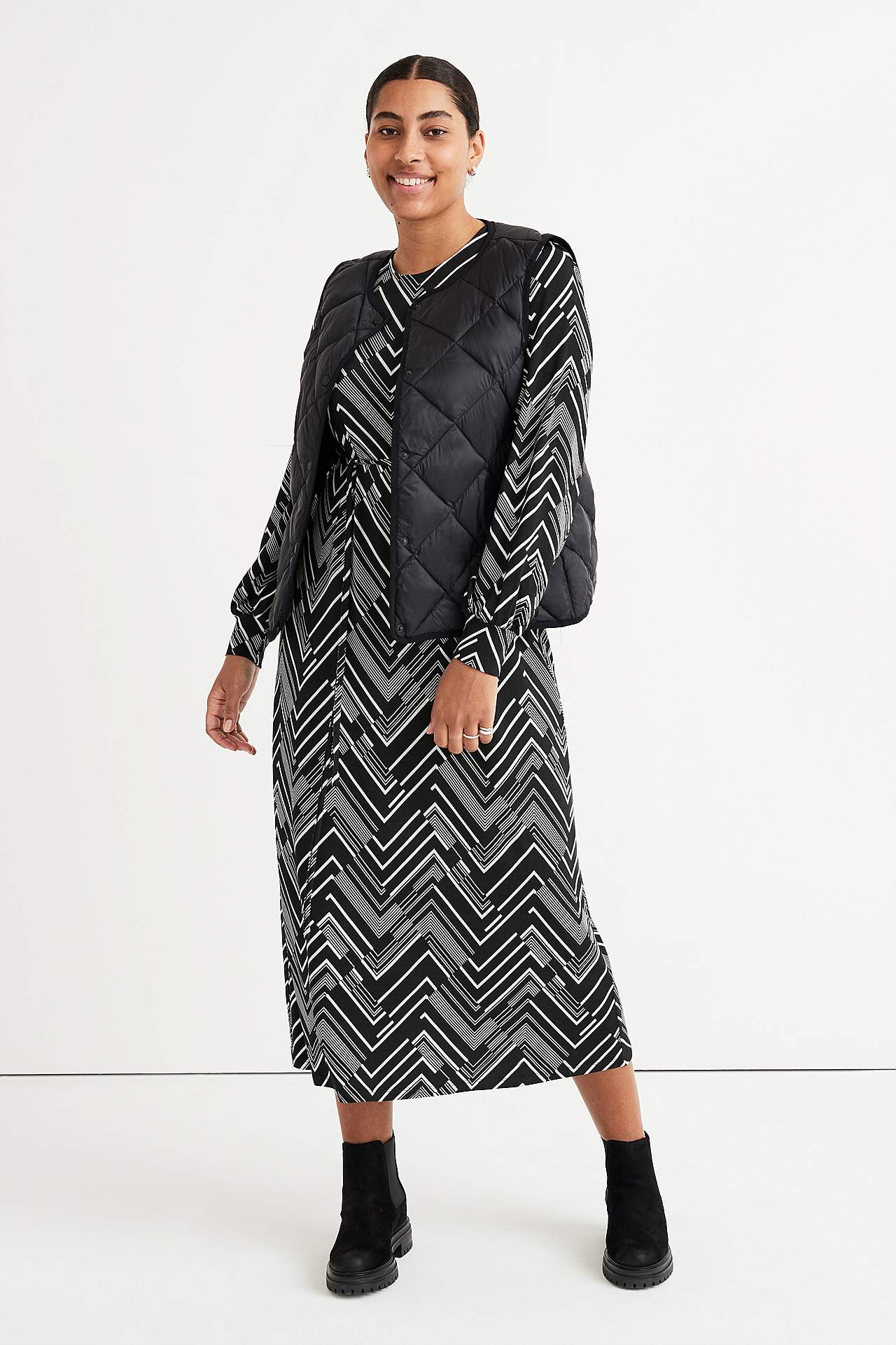 Gemustertes, langes Jerseykleid Joan