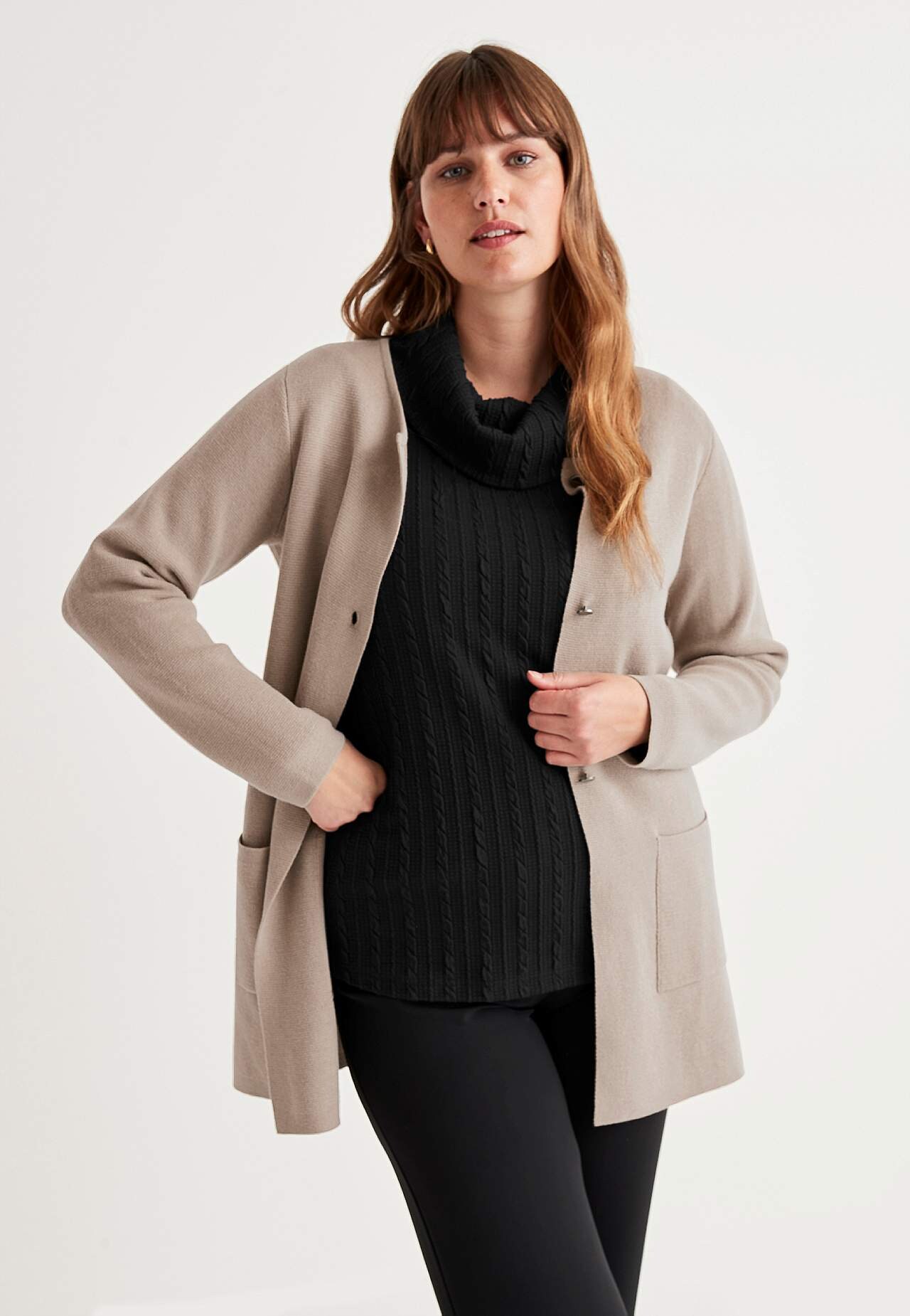 Jersey-Top mit Rollkragen