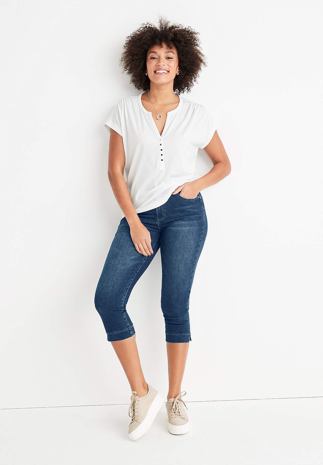 Elastische Cropped Jeans mit modellierendem Effekt