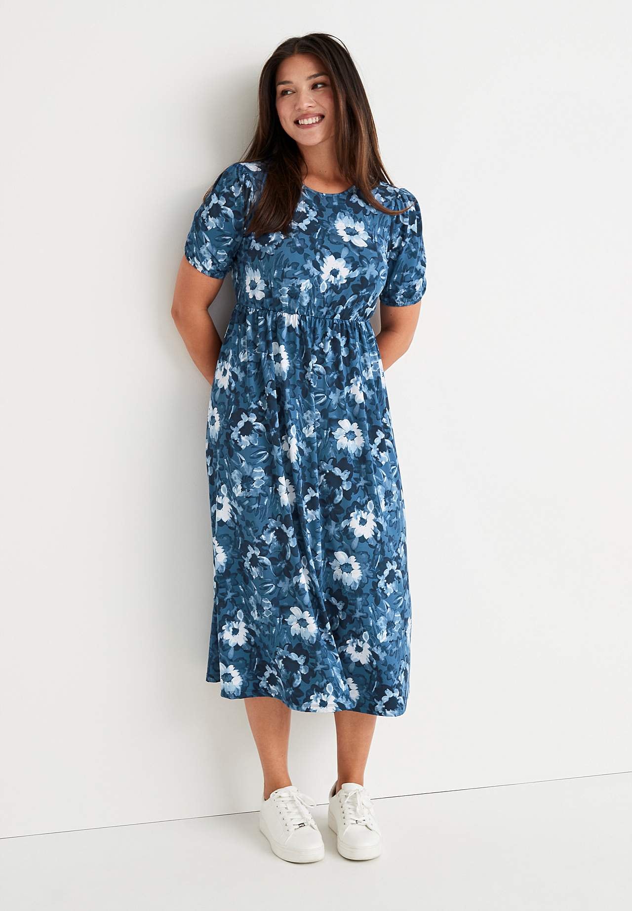 Gemustertes Midikleid aus anschmiegsamem Jersey