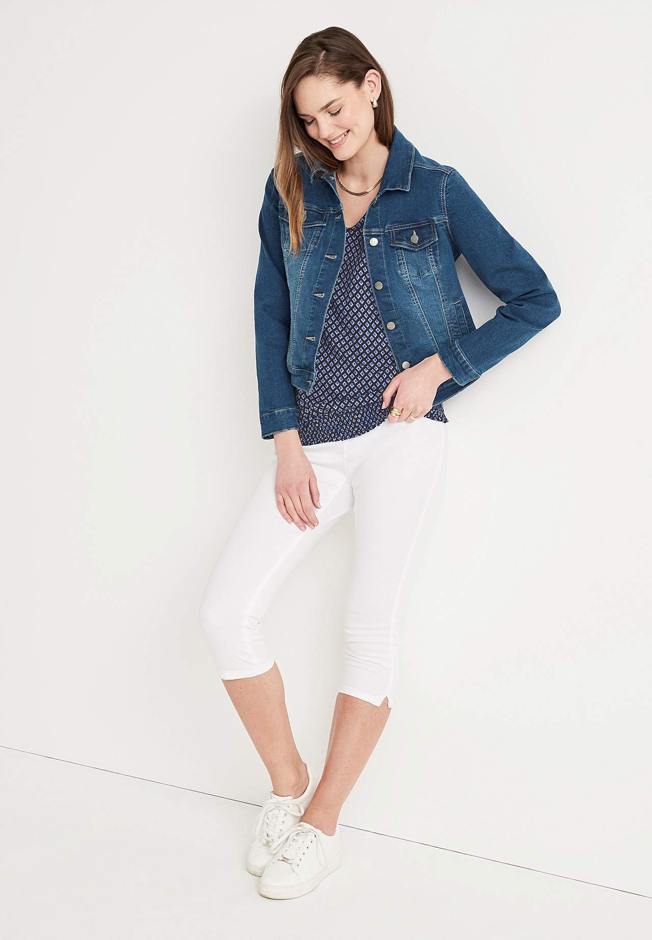 Jersey-Top mit Smokarbeit