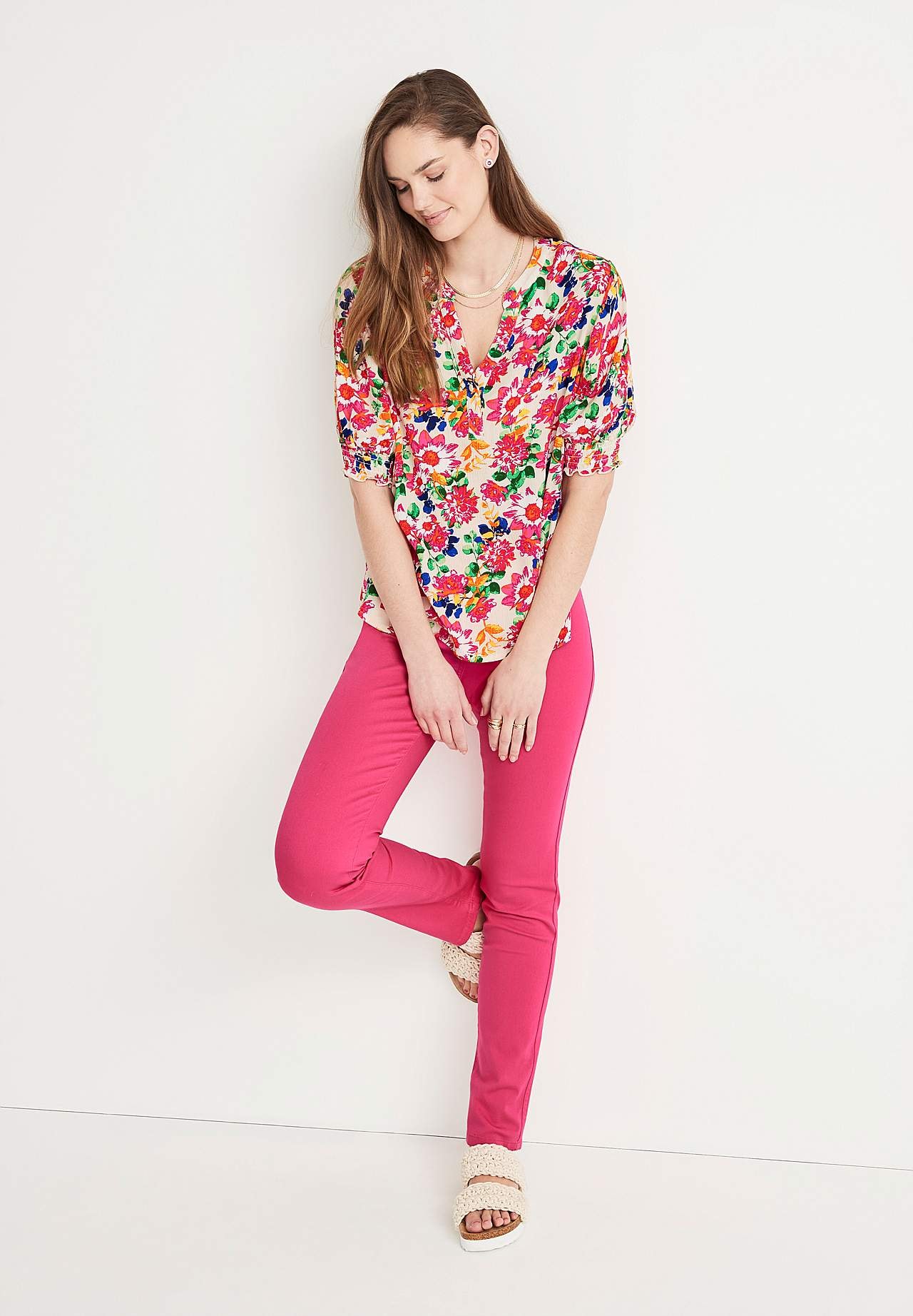 Bluse aus Krepp mit Smokarbeit Mia