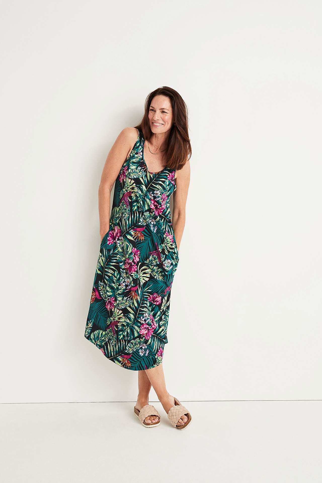 Jerseykleid mit einem Blumen-Muster