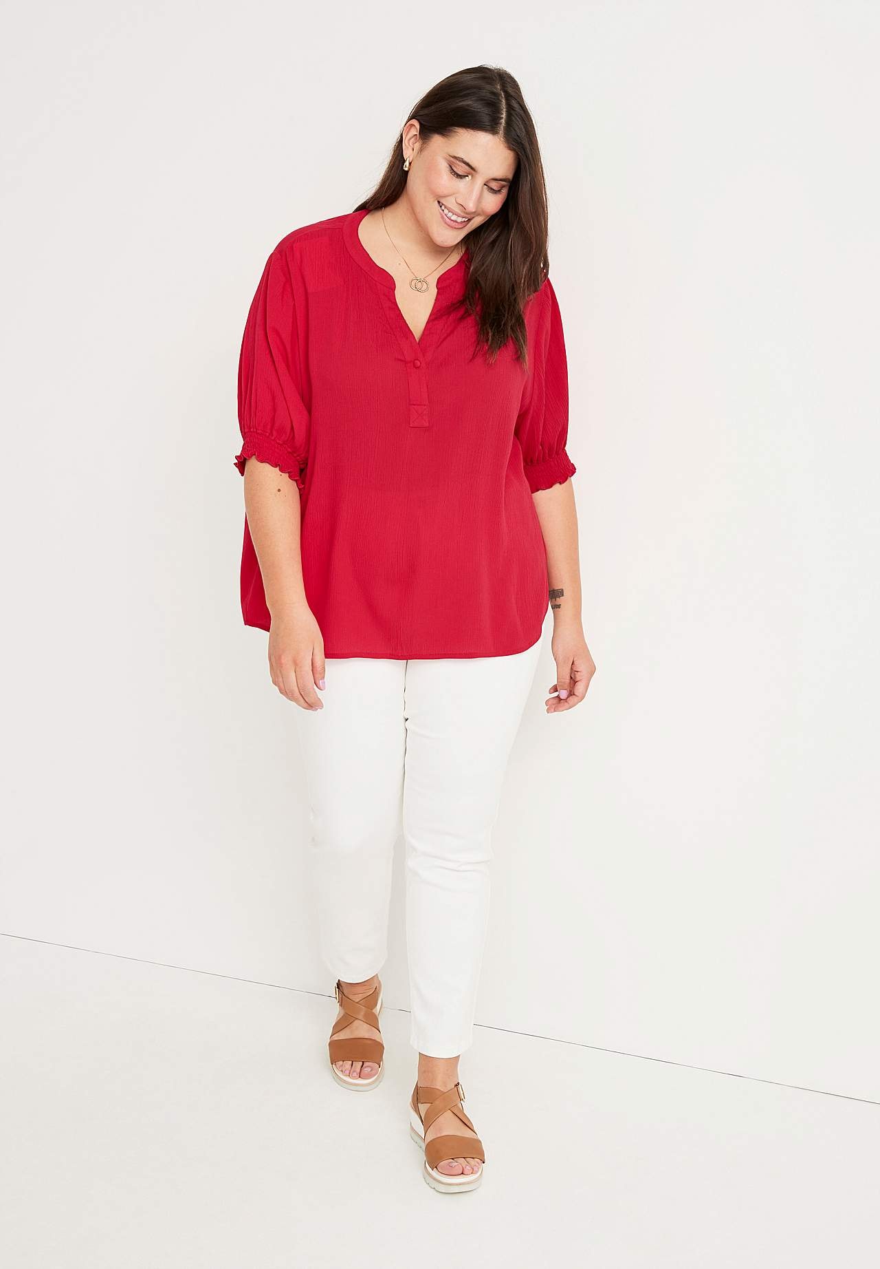 Bluse aus Krepp mit Smokarbeit Mia