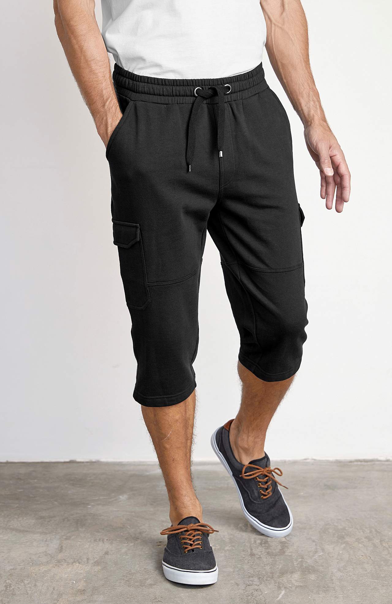 Lange Sweatshirt-Shorts mit Cargo-Taschen