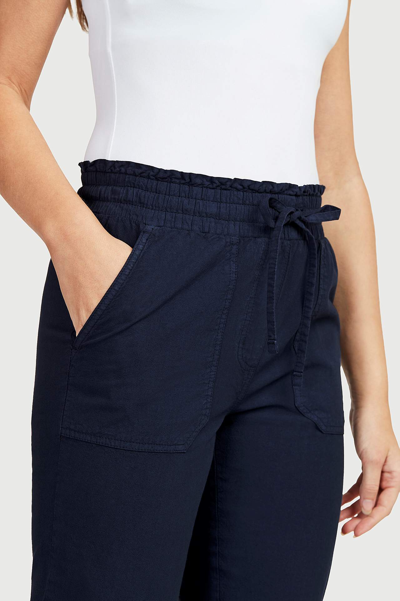 Caprihose aus gewaschener Baumwolle Jade