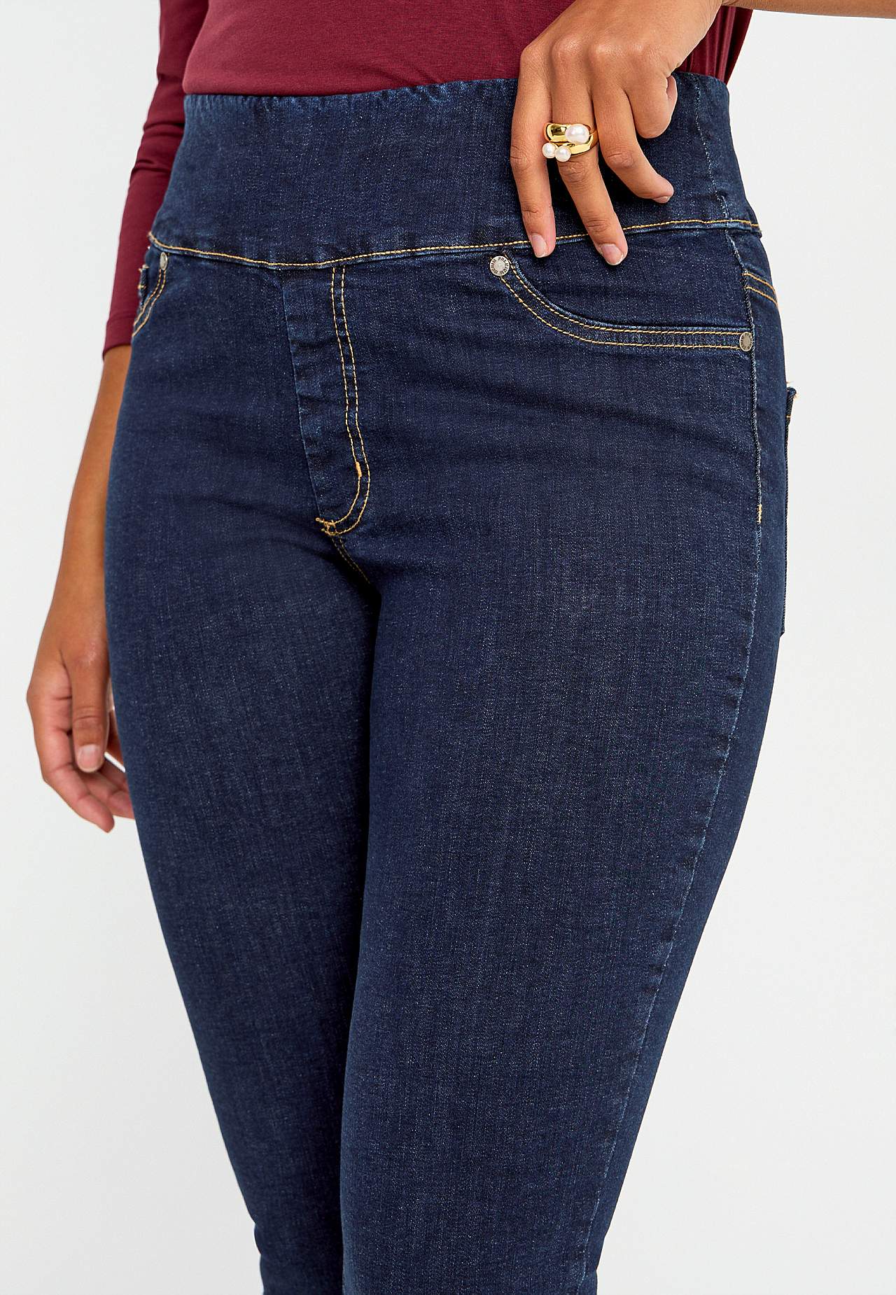 Elastische Jeggings mit hohem elastischem Bund