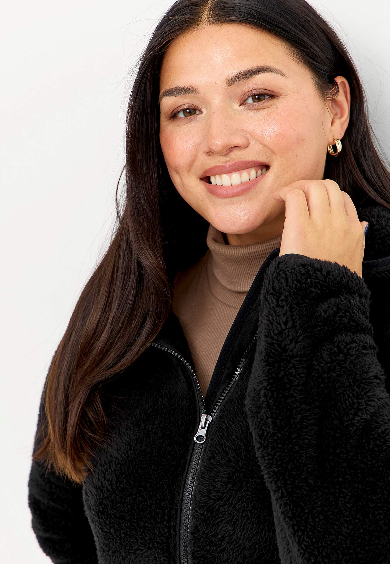 Behagliche Fleecejacke mit Kapuze