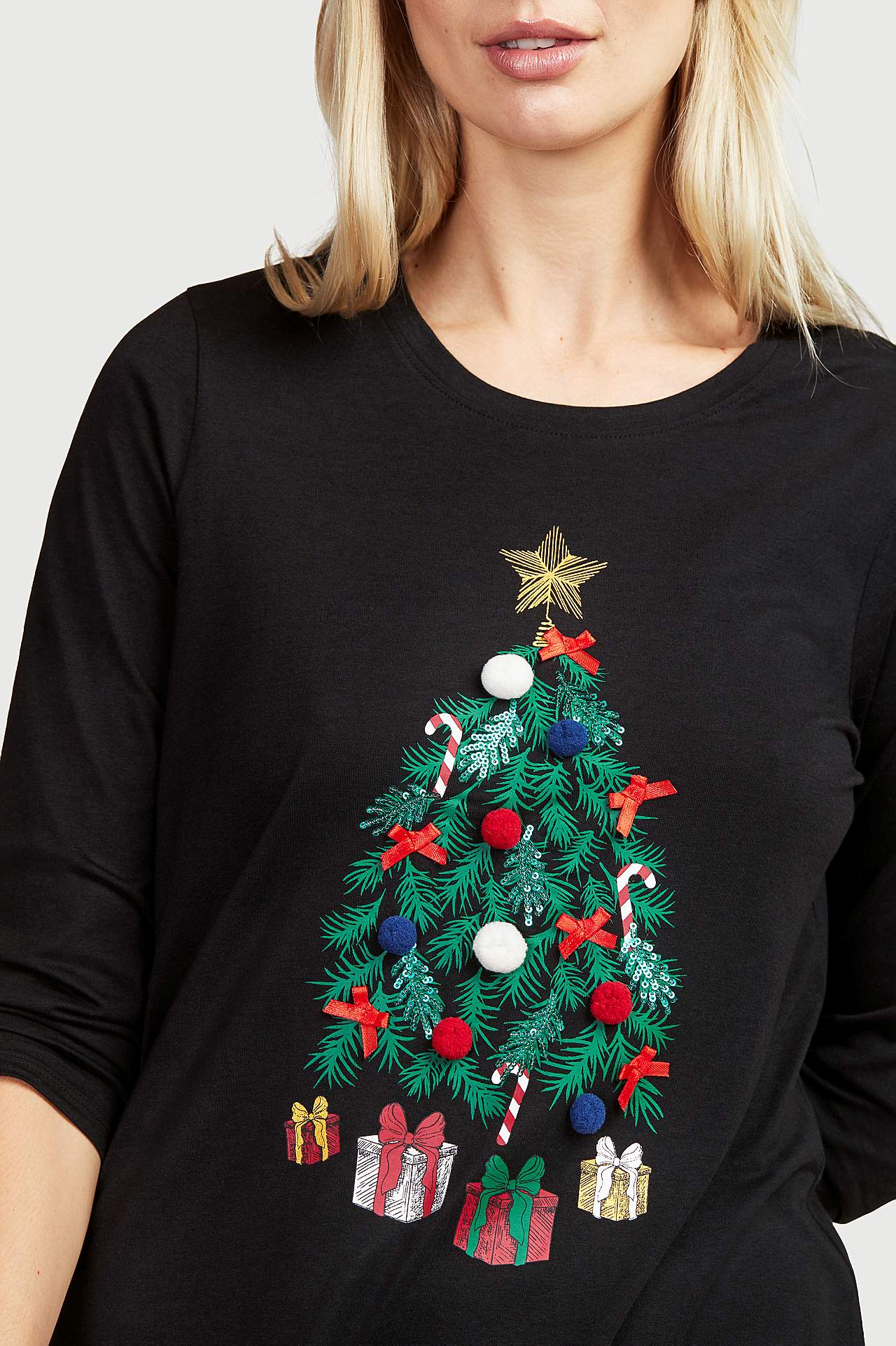Gemusterte Jersey-Tunika mit Weihnachtsbaum Eva