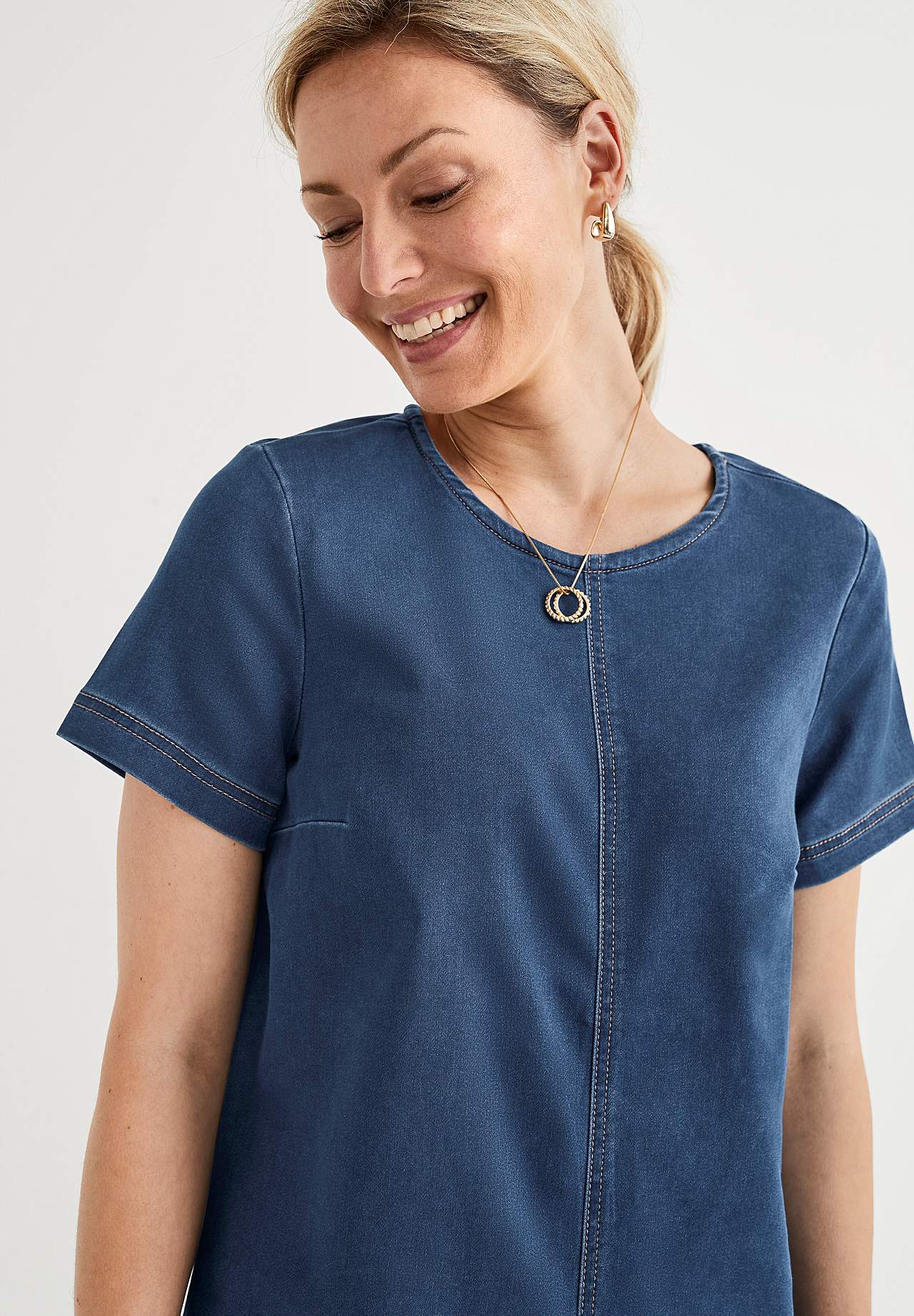 Kurzärmlige Denim-Tunika Olina