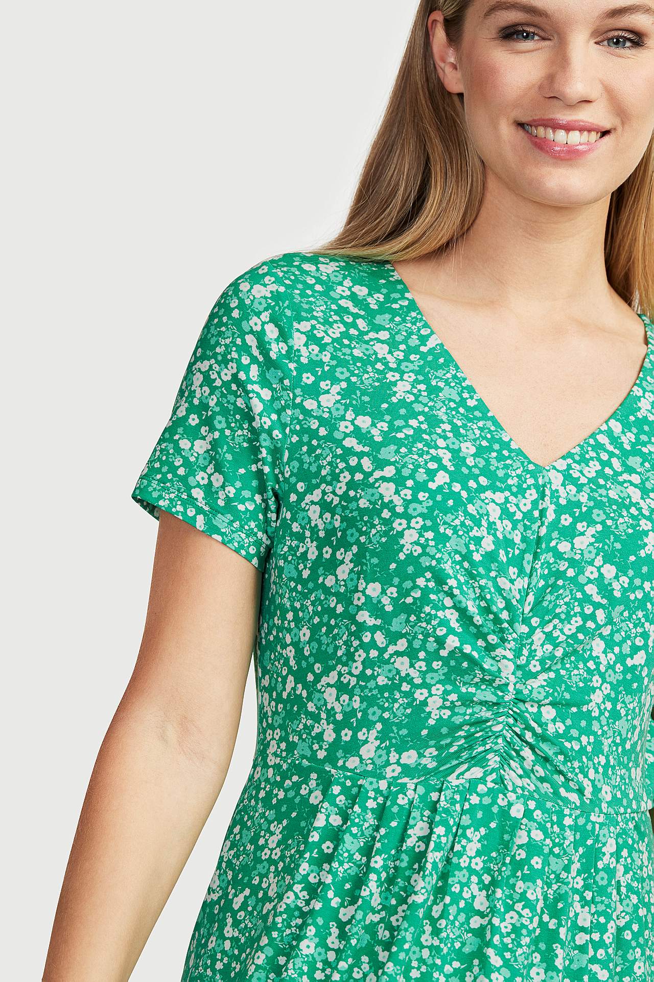 Gemustertes, kurzärmliges Jerseykleid Jenna