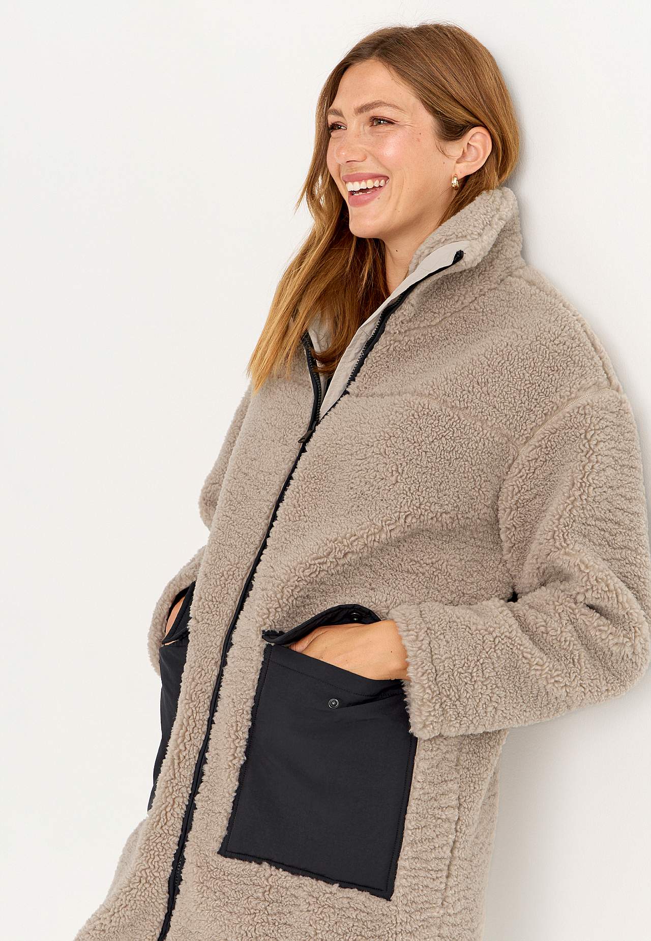 Fleecejacke mit hohem Kragen