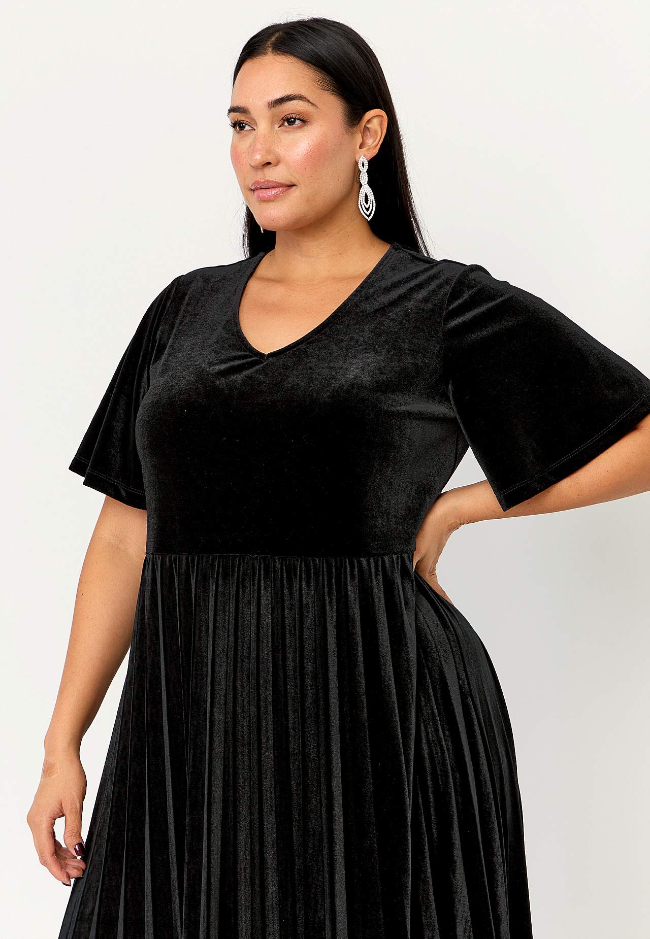 Plissiertes Samtkleid