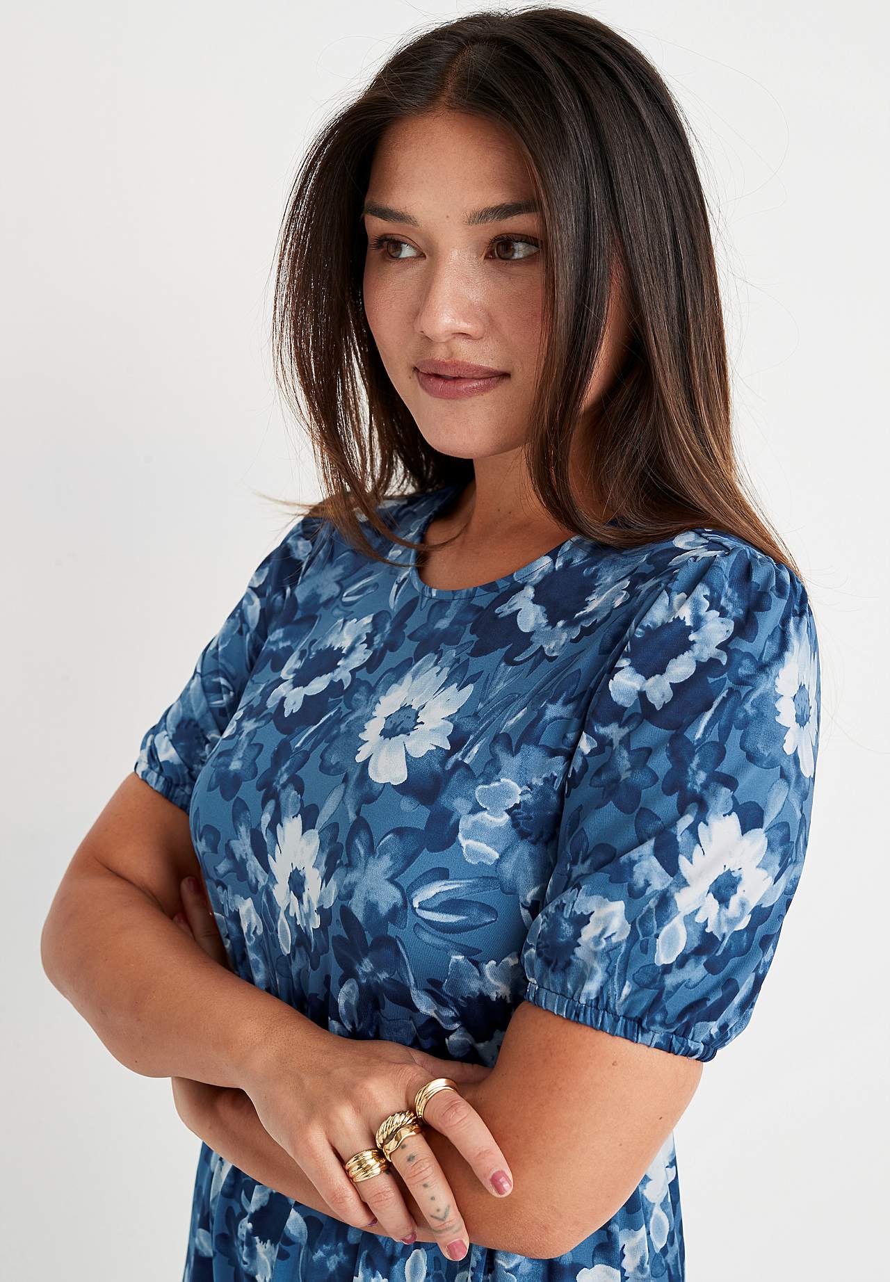 Gemustertes Midikleid aus anschmiegsamem Jersey