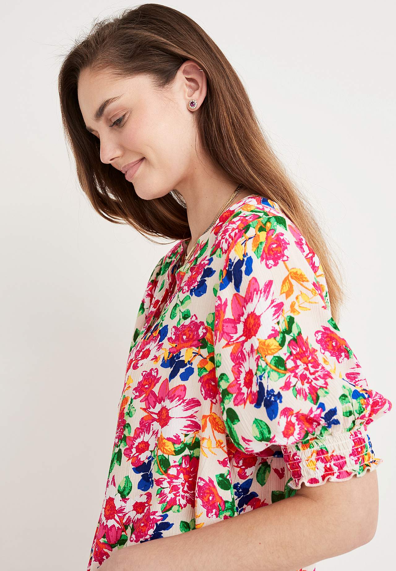 Bluse aus Krepp mit Smokarbeit Mia