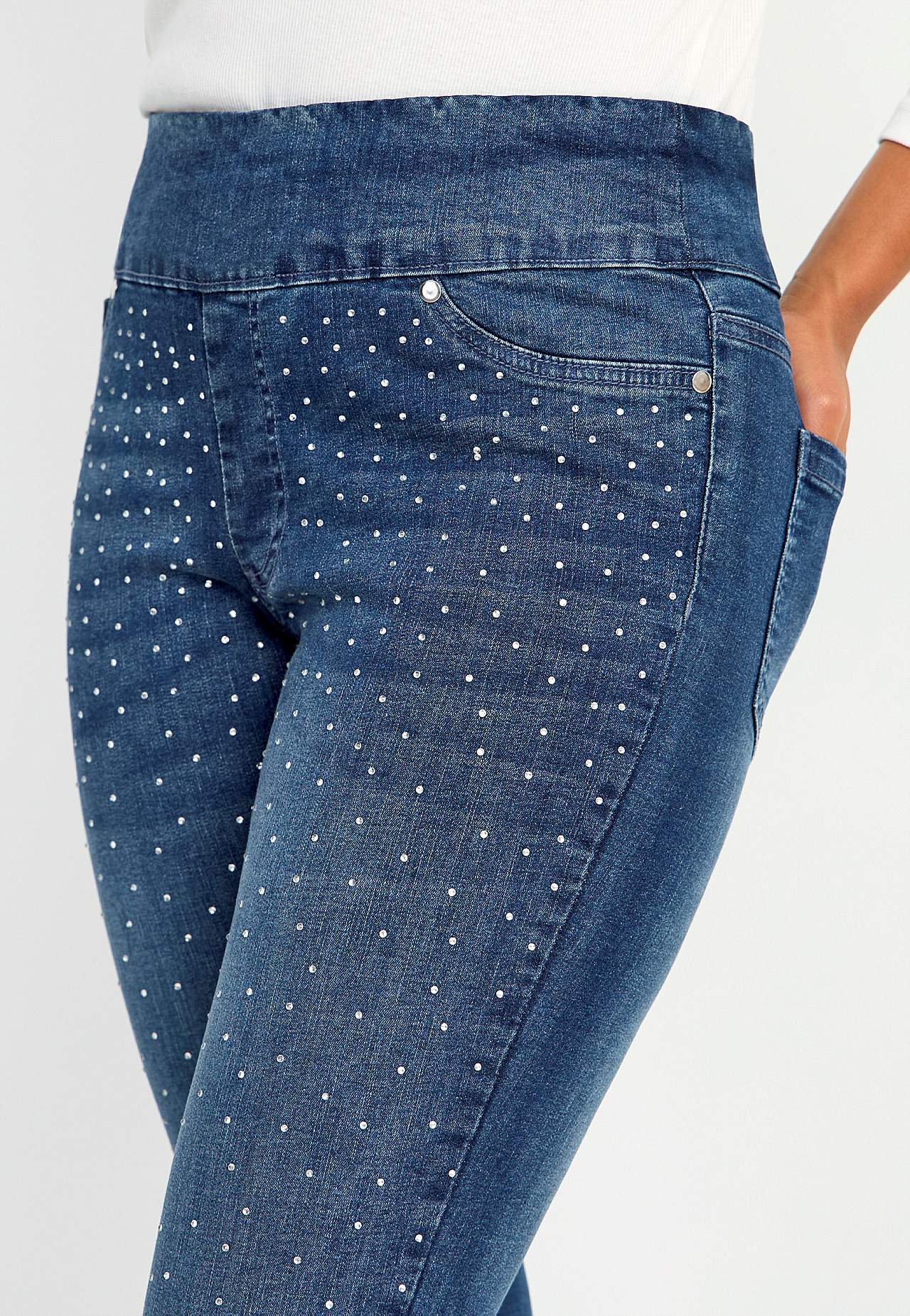 Elastische Jeggings mit Strass-Details