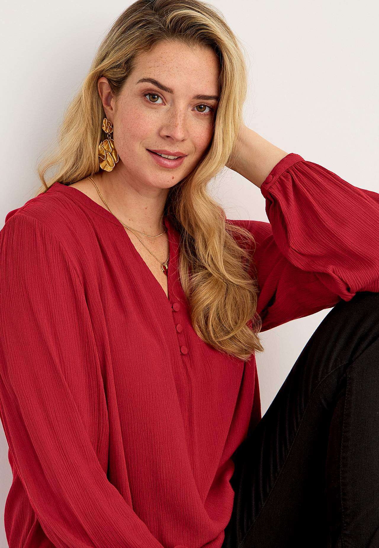 Bluse aus Krepp mit Knöpfen Greta