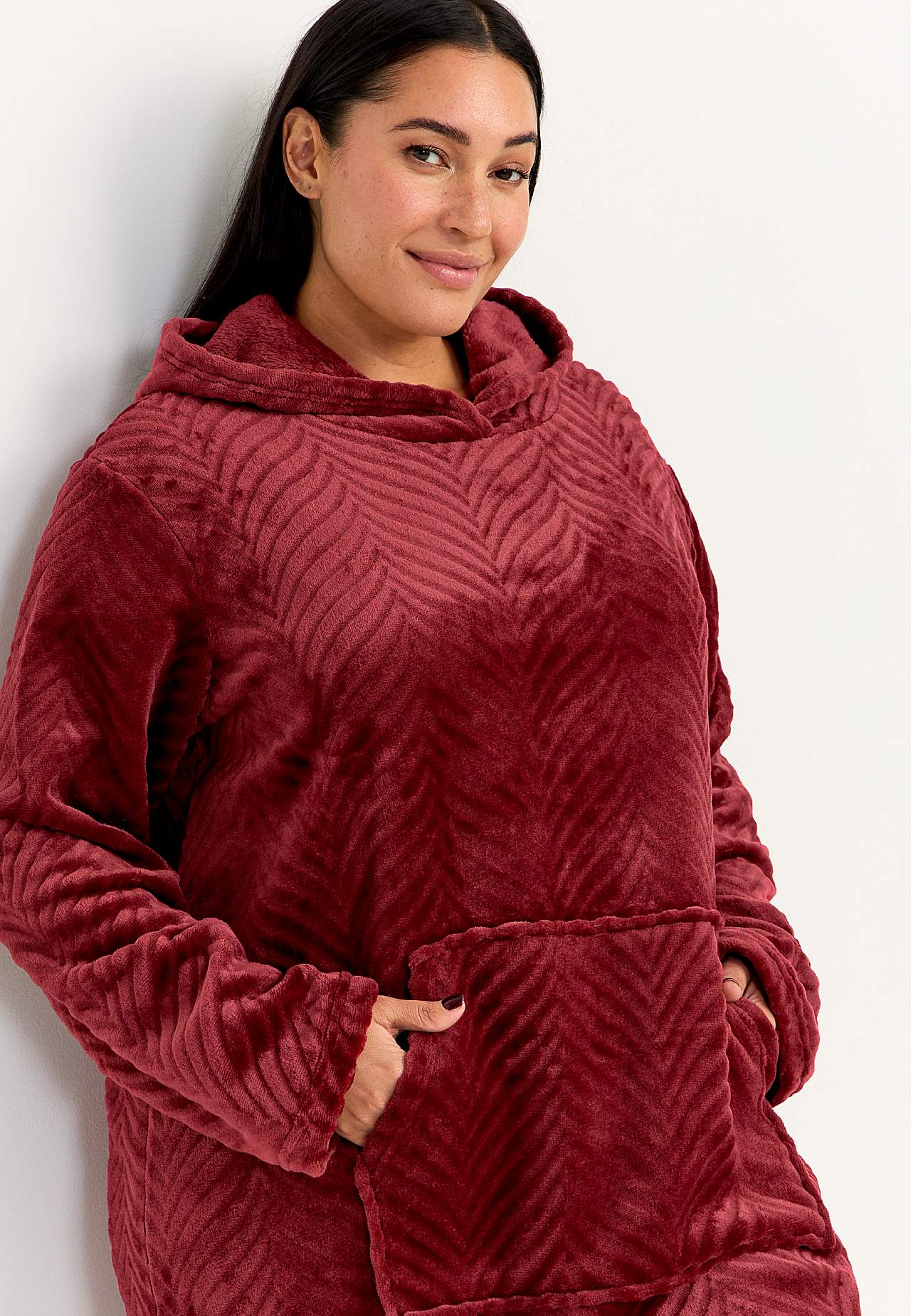 Morgenrock aus gemustertem Fleece Lotta