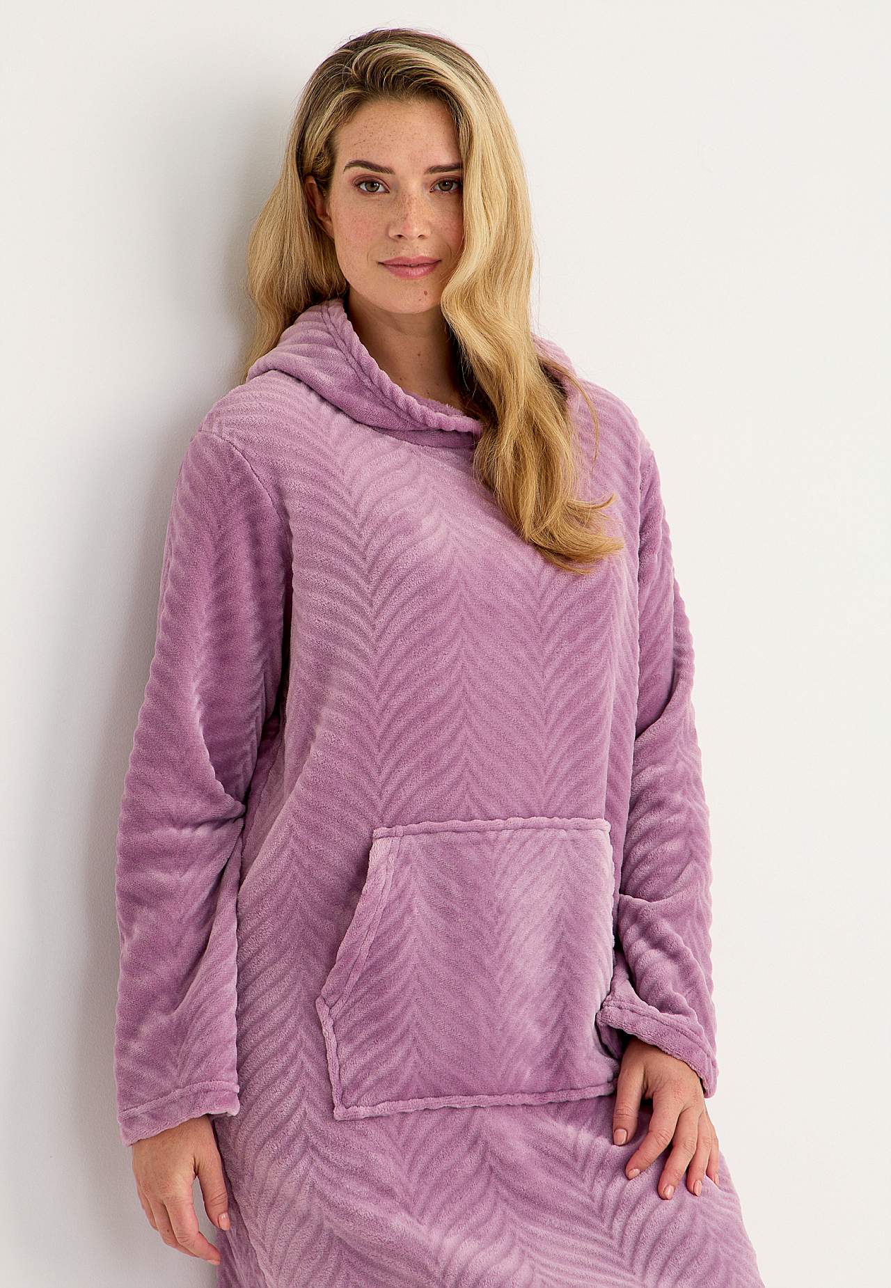 Morgenrock aus gemustertem Fleece