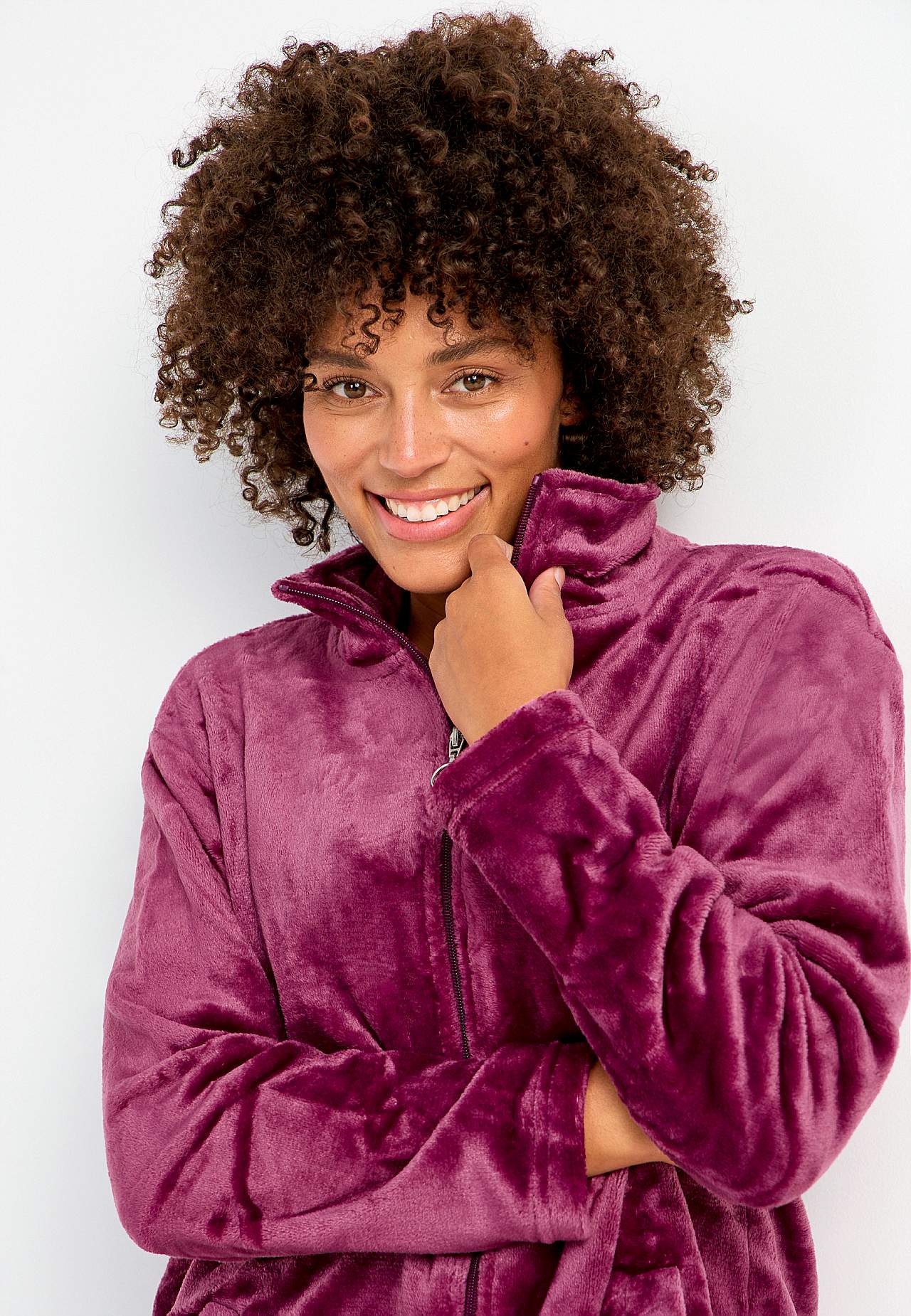 Morgenrock aus Fleece mit Seitentaschen