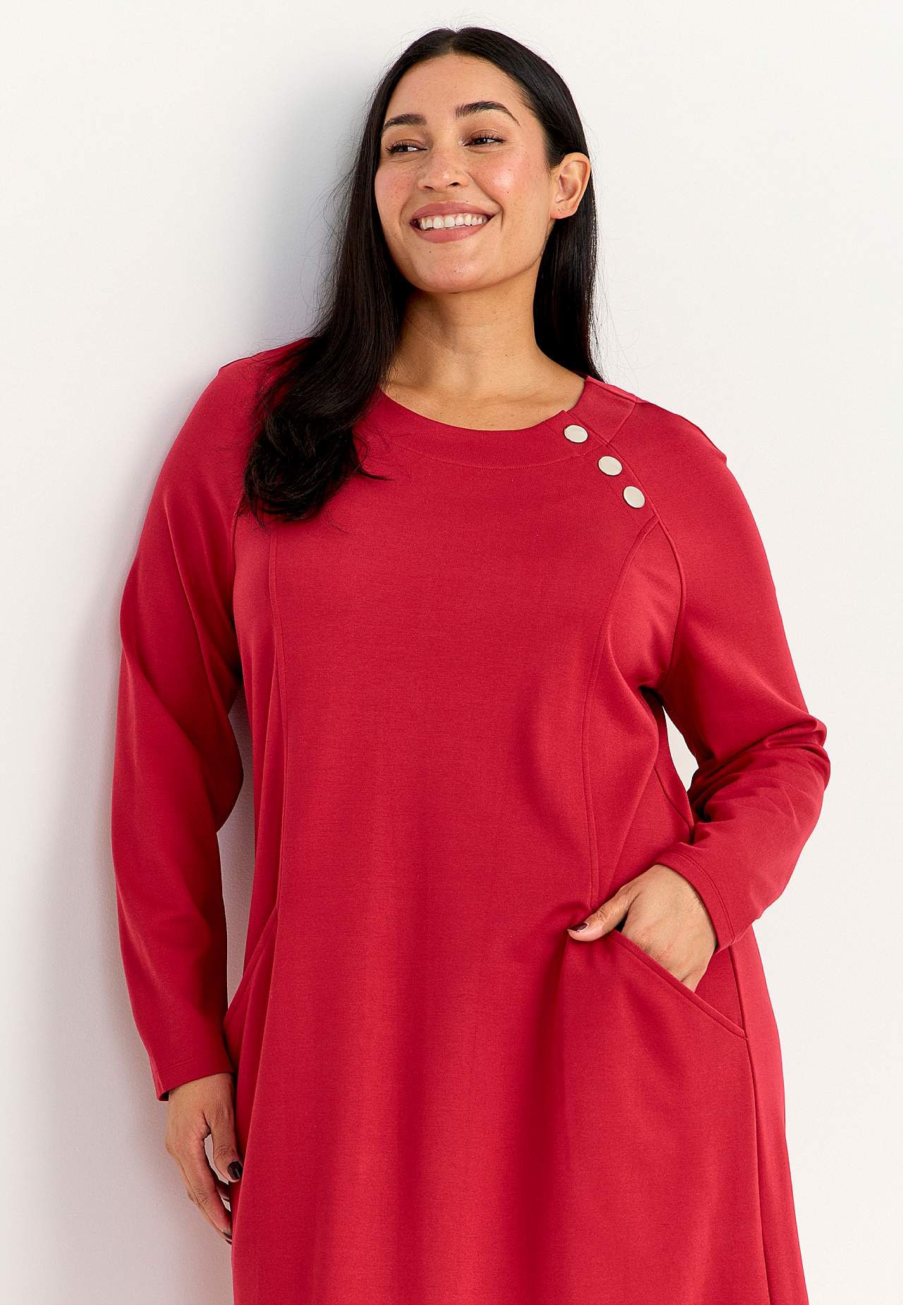Jerseykleid mit Knopfdekoration Sandra