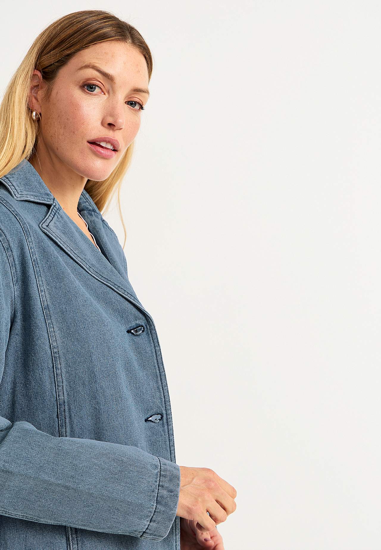 Mantel aus Denim mit Gürtelschnalle