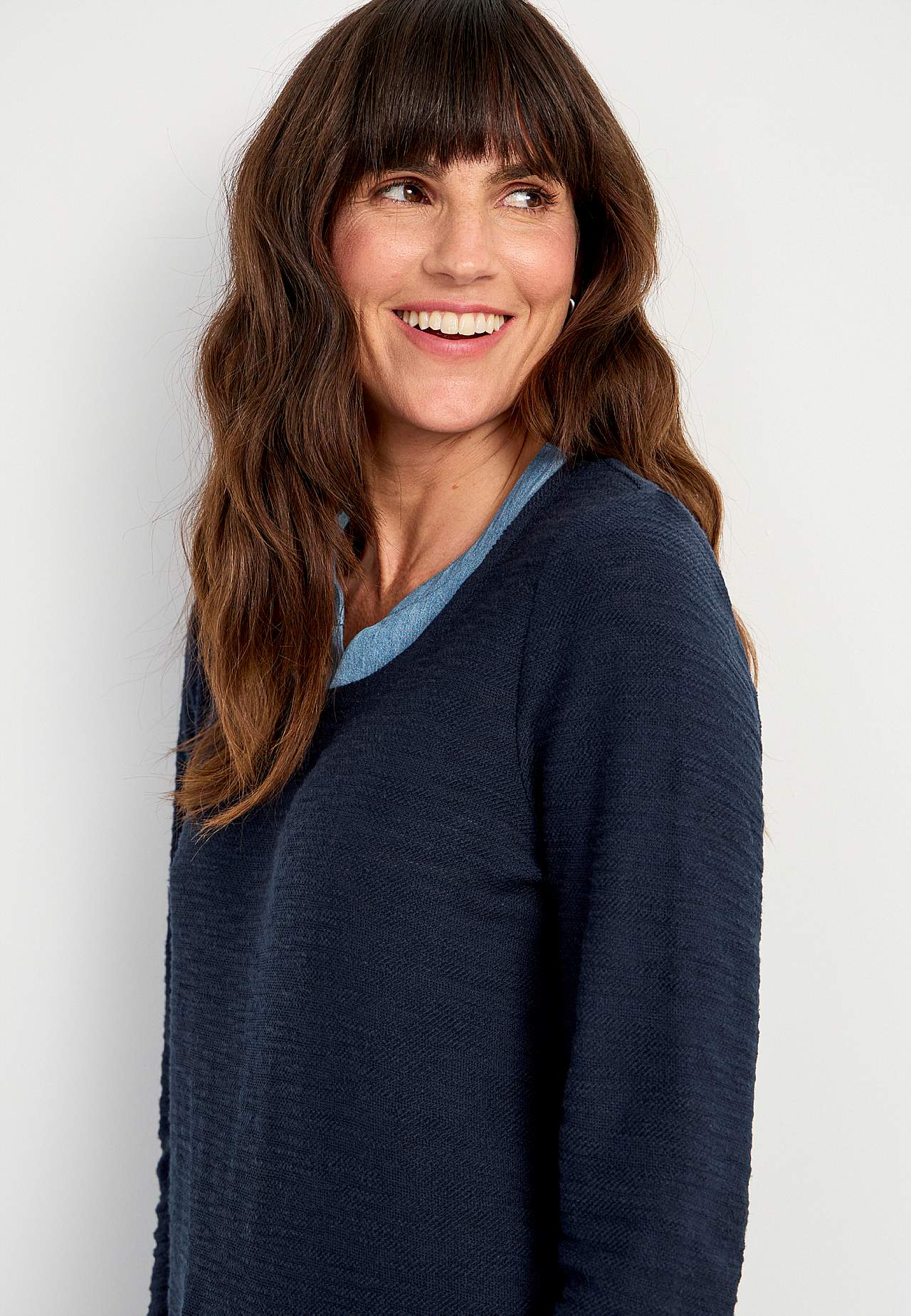Jersey-Tunika mit Details aus Denim Denise