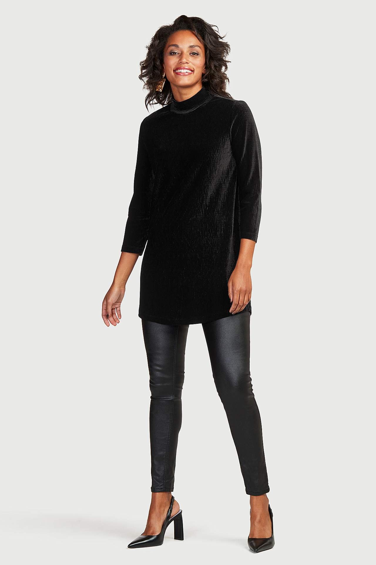 Samt-Tunika in Plissee-Optik