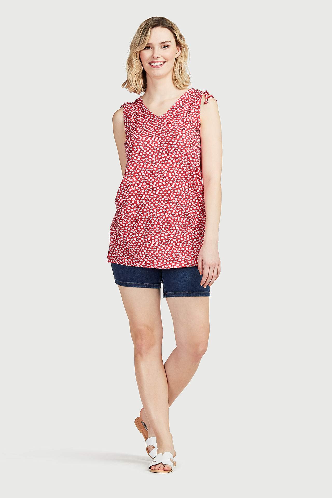 Gemusterte Jersey-Tunika mit Schleifen-Design