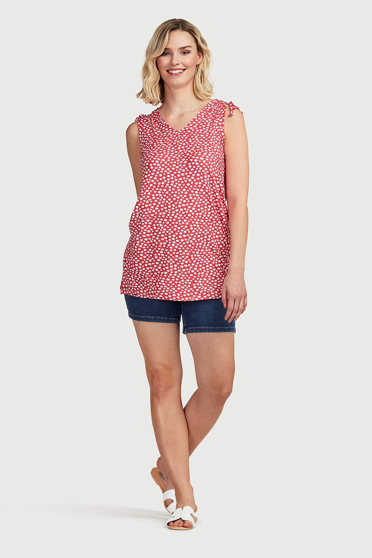 Gemusterte Jersey-Tunika mit Schleifen-Design