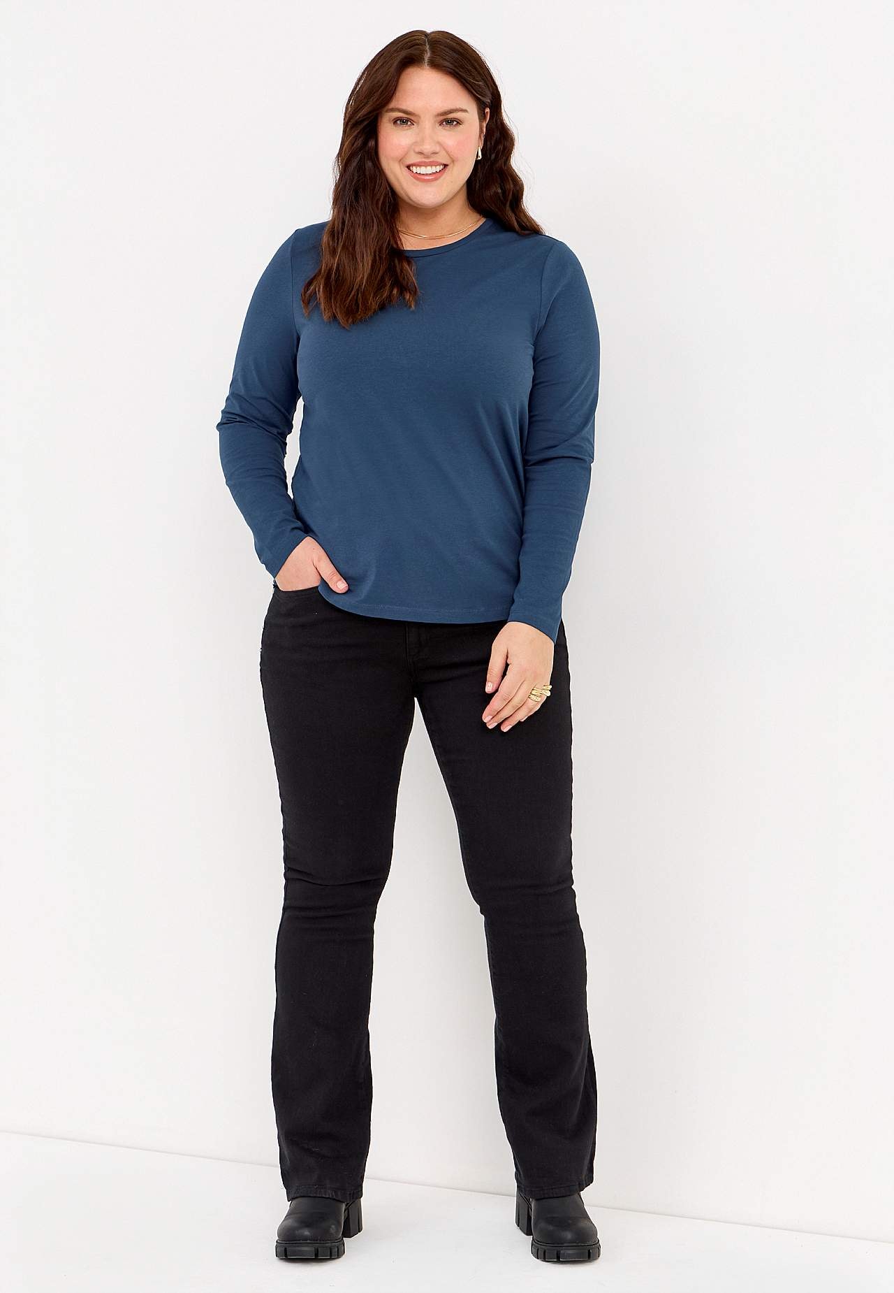 Bootcut-Jeans mit hohem Bund