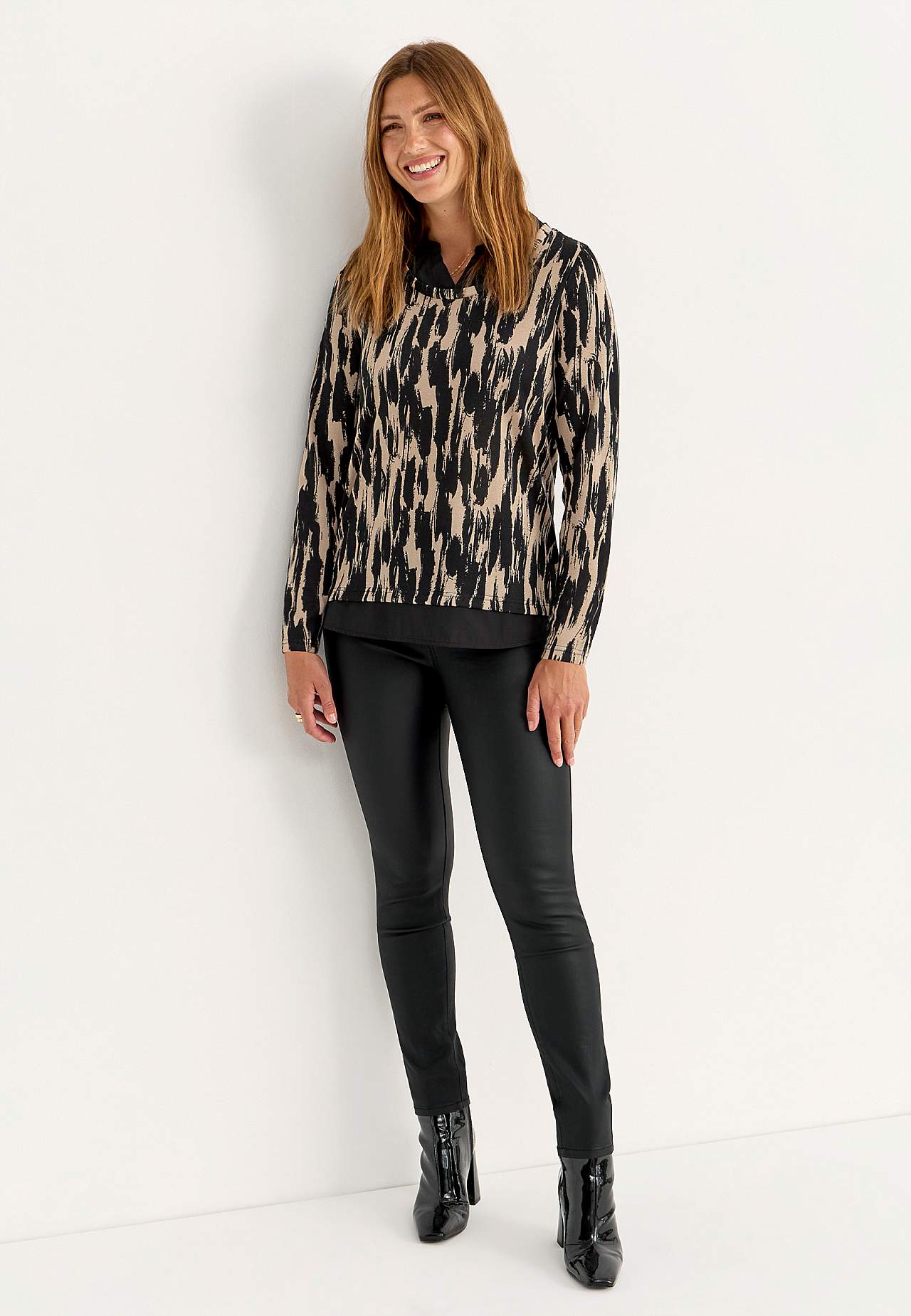 Gemustertes, 2 in 1 Jersey-Top
