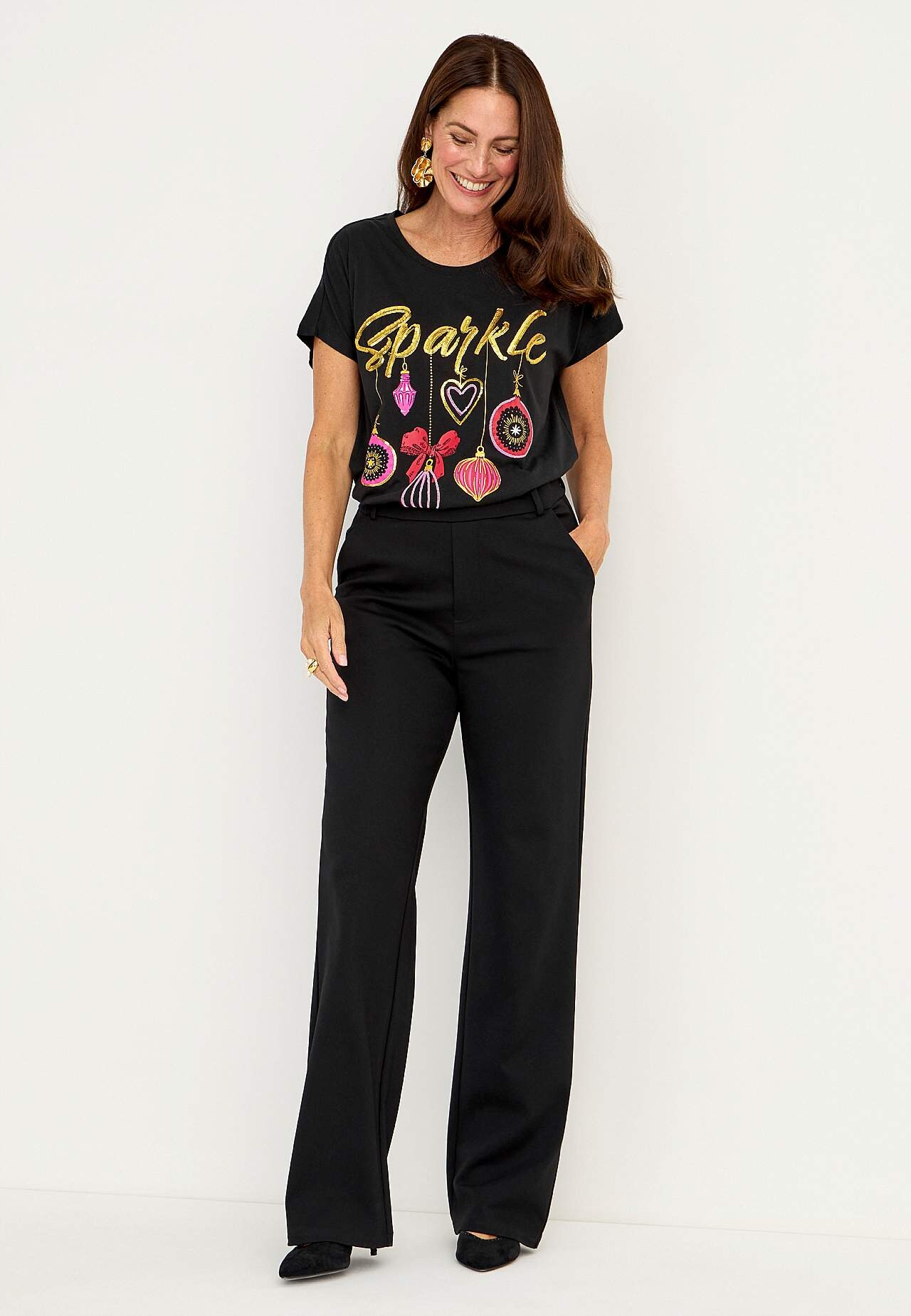 Jersey-Top mit Pailletten Anna