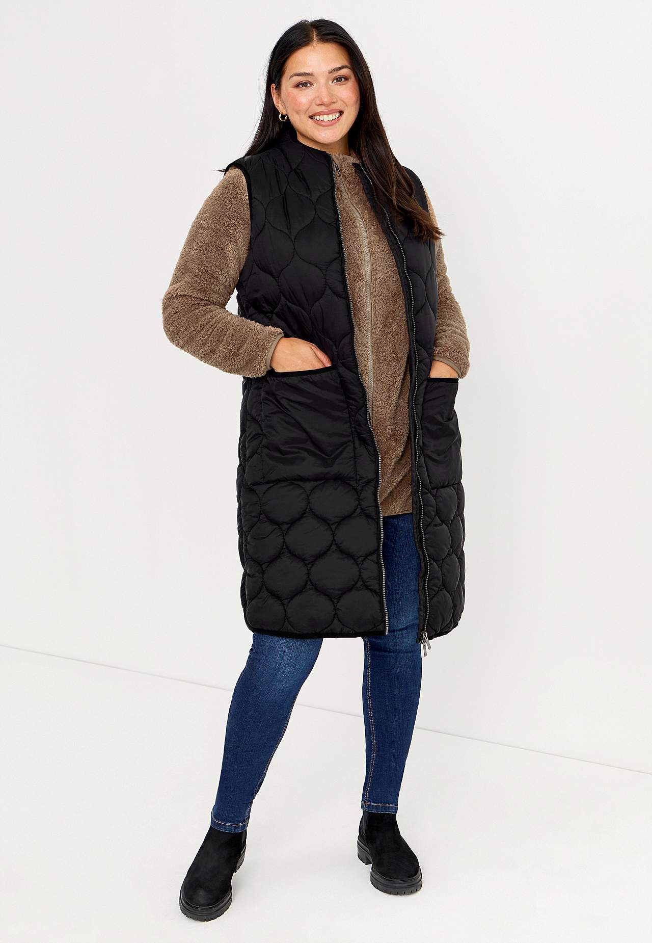 Behagliche Fleecejacke mit Kapuze