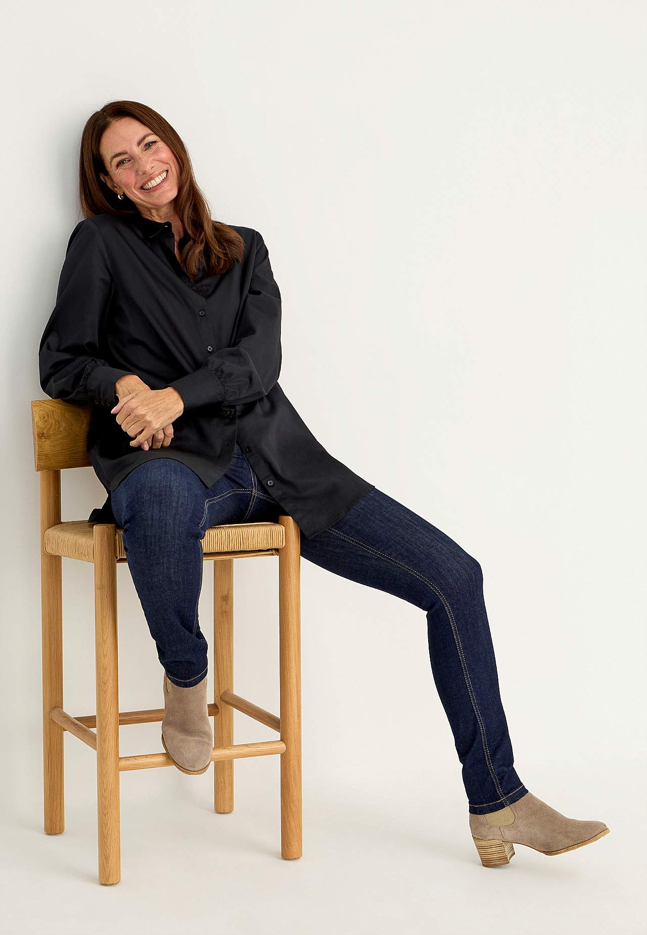 Langes Hemd aus Baumwolle-Satin