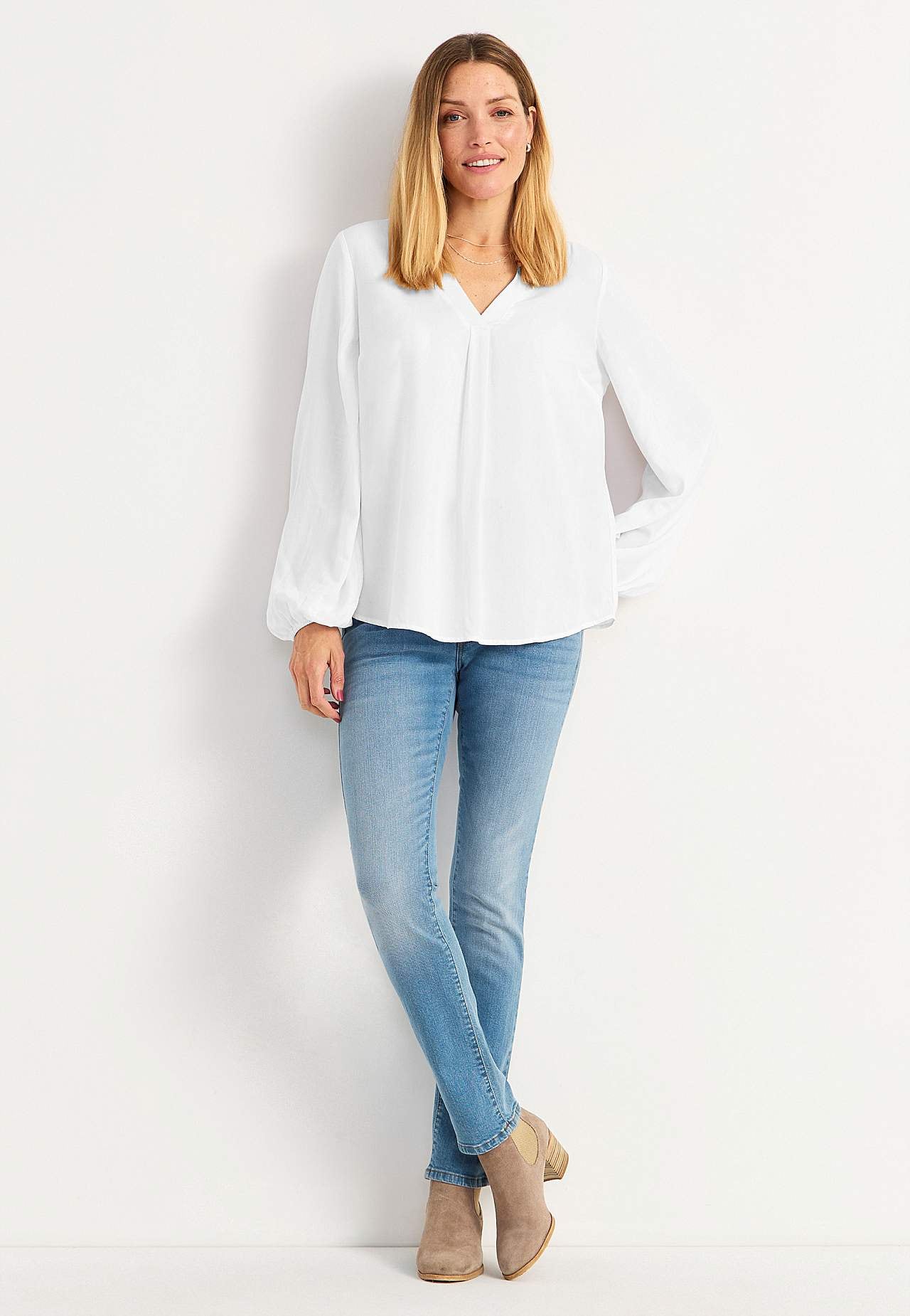 Gerade Jeans mit hohem Bund