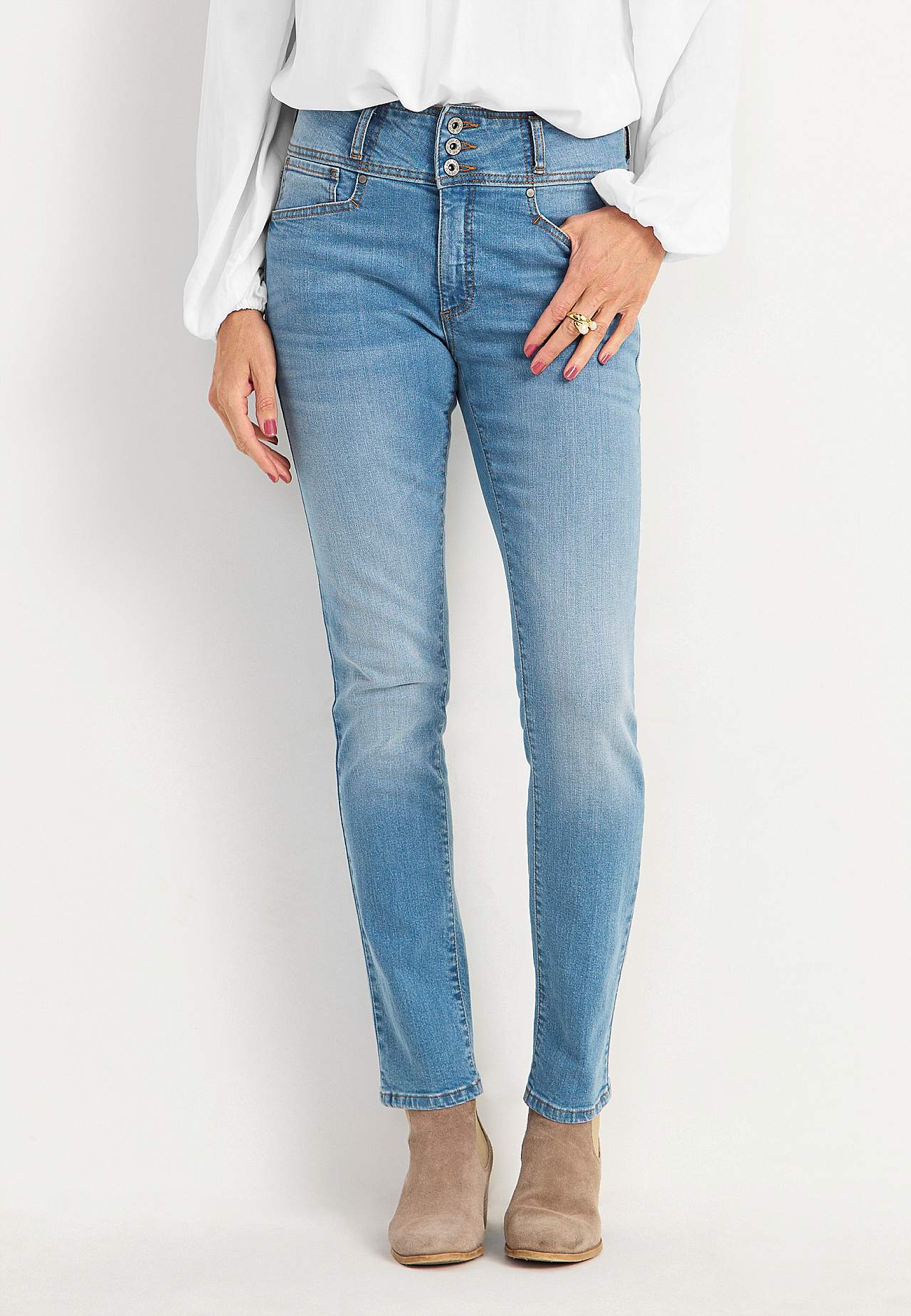 Gerade Jeans mit hohem Bund