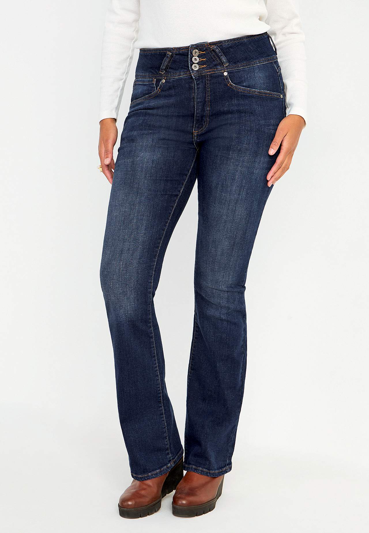 Bootcut-Jeans mit hohem Bund