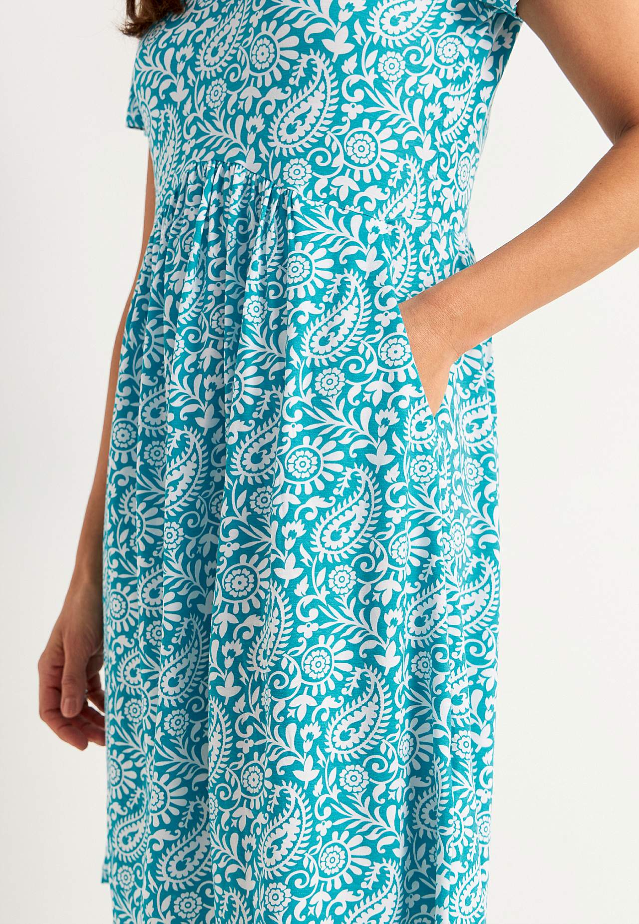 Kurzärmliges Jerseykleid mit Taschen Agatha