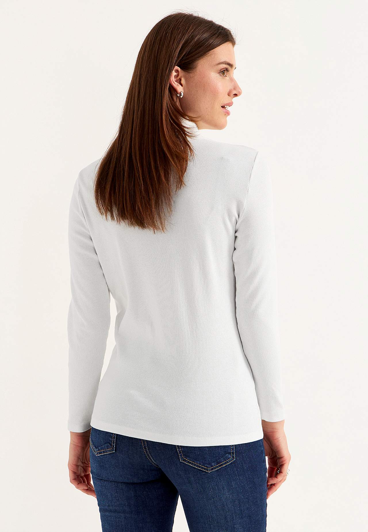 Gerippter Rollkragenpullover aus organischer Baumwolle
