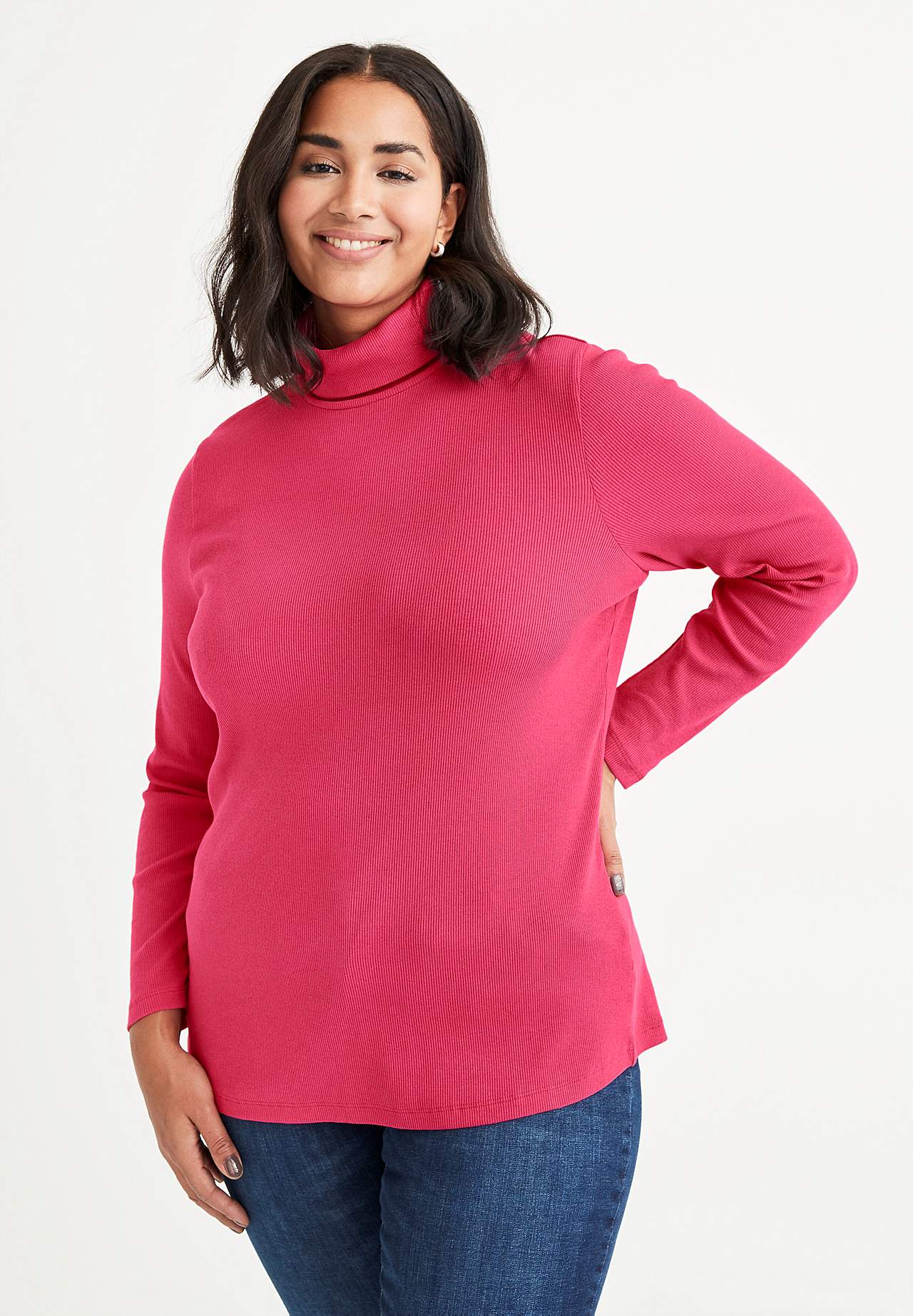 Gerippter Rollkragenpullover aus organischer Baumwolle