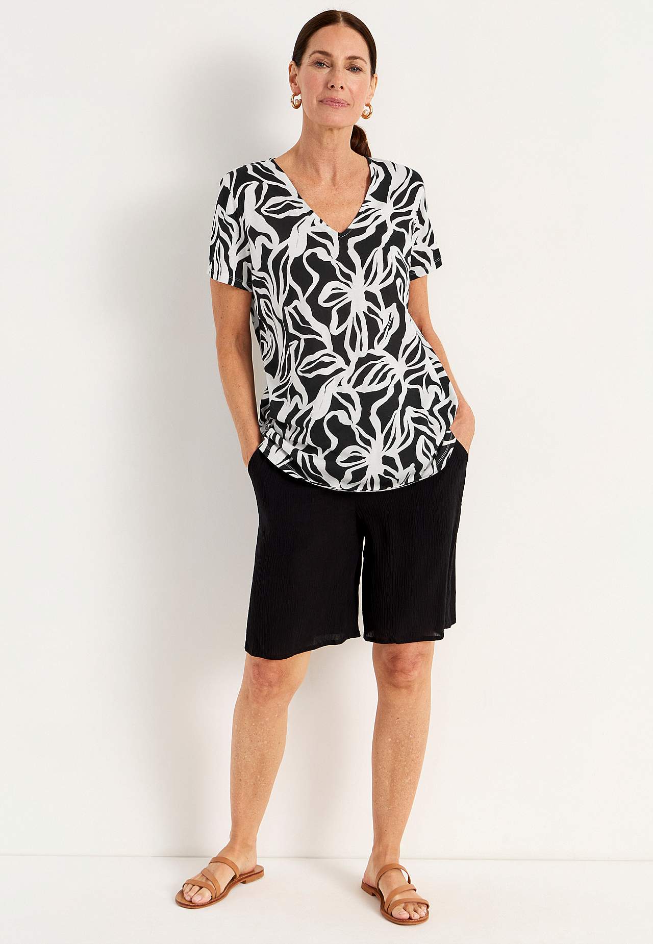 Weiches Jersey-Top mit V-Ausschnitt