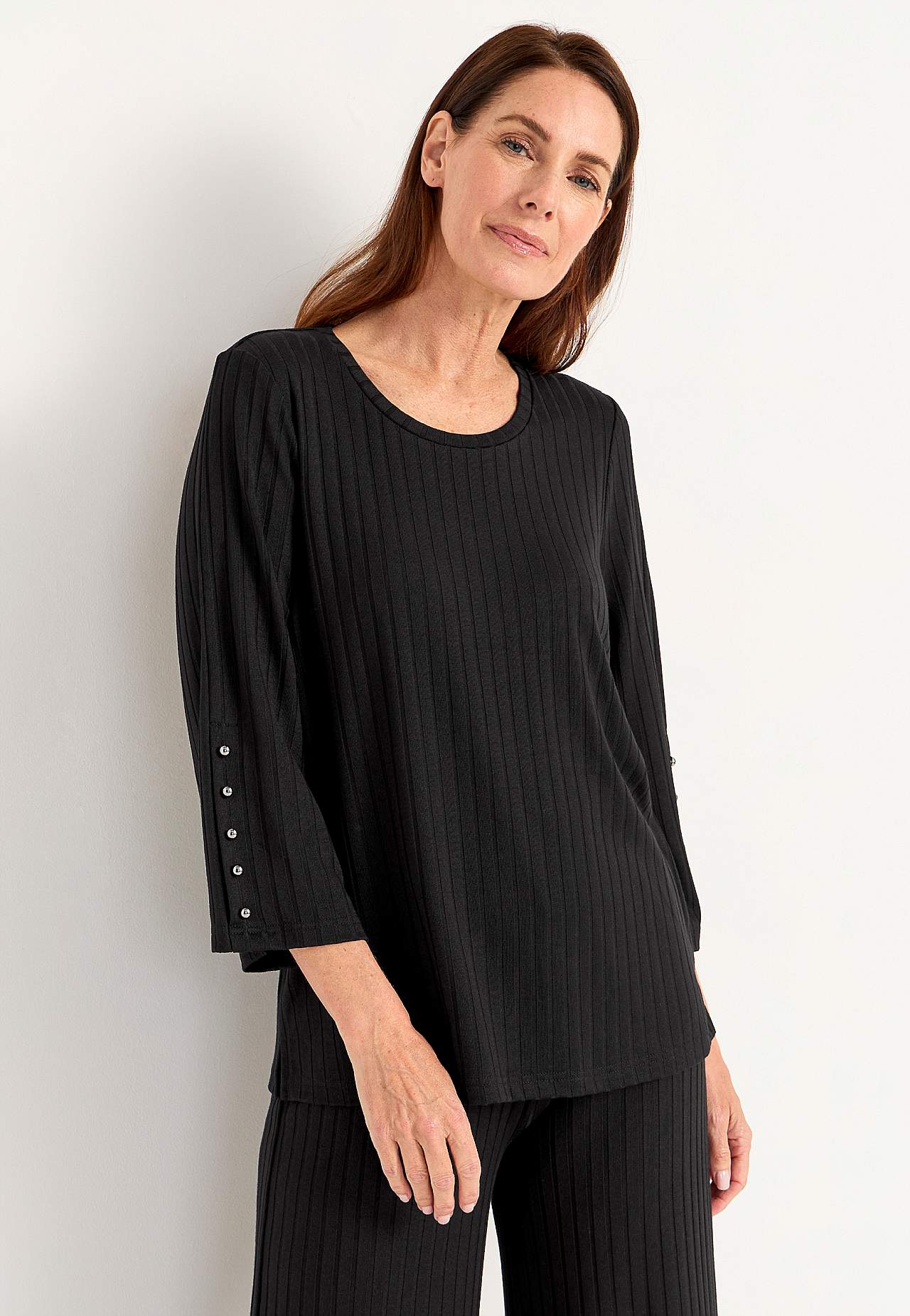 Jersey-Top mit Knöpfen