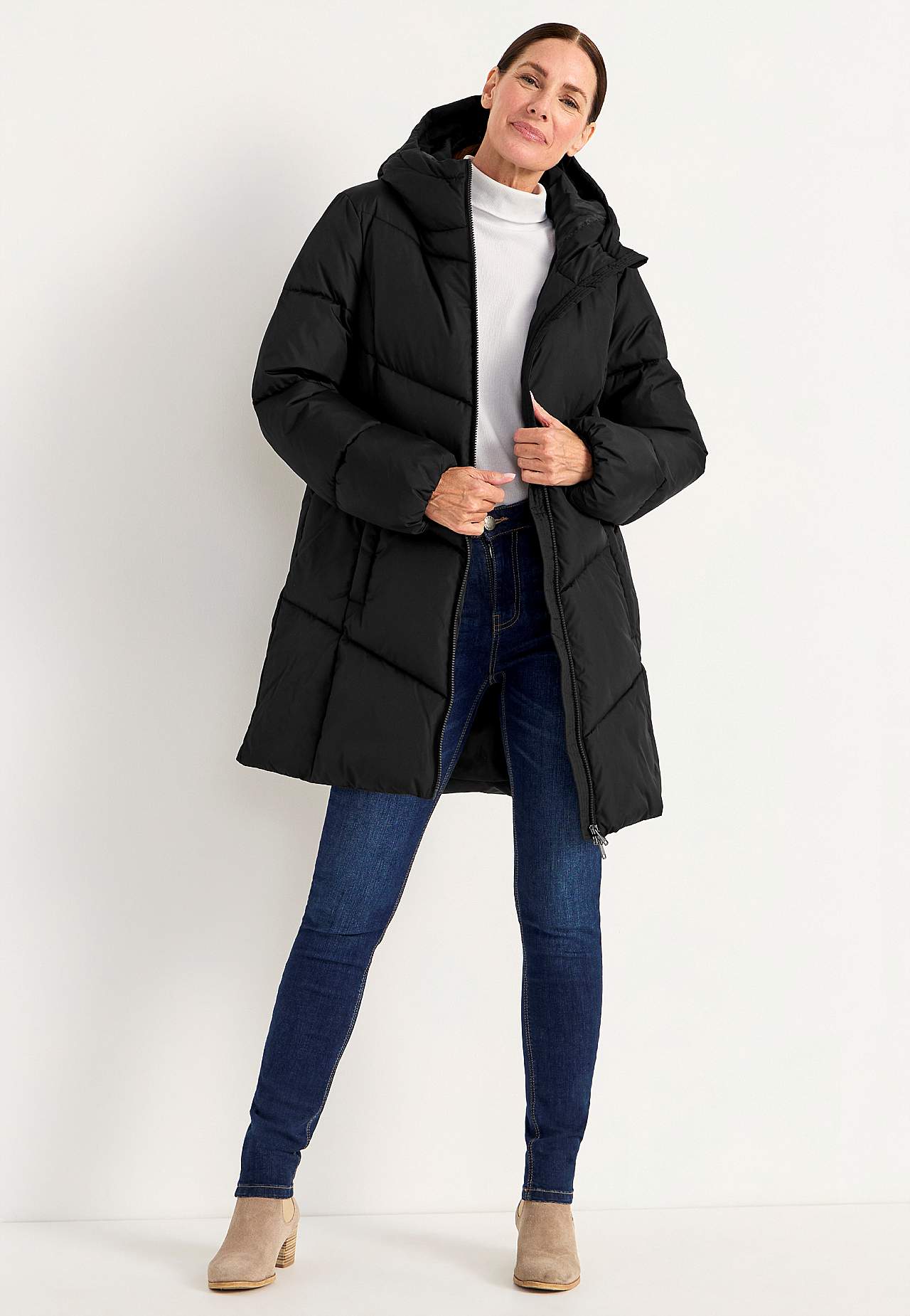 Lange Jacke mit flauschiger Polsterung