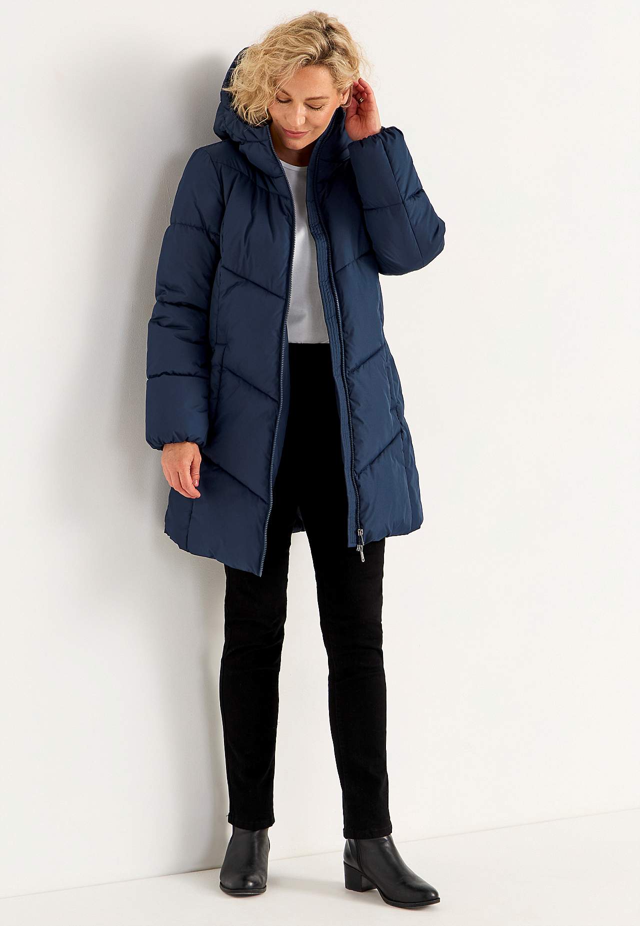 Lange Jacke mit flauschiger Polsterung